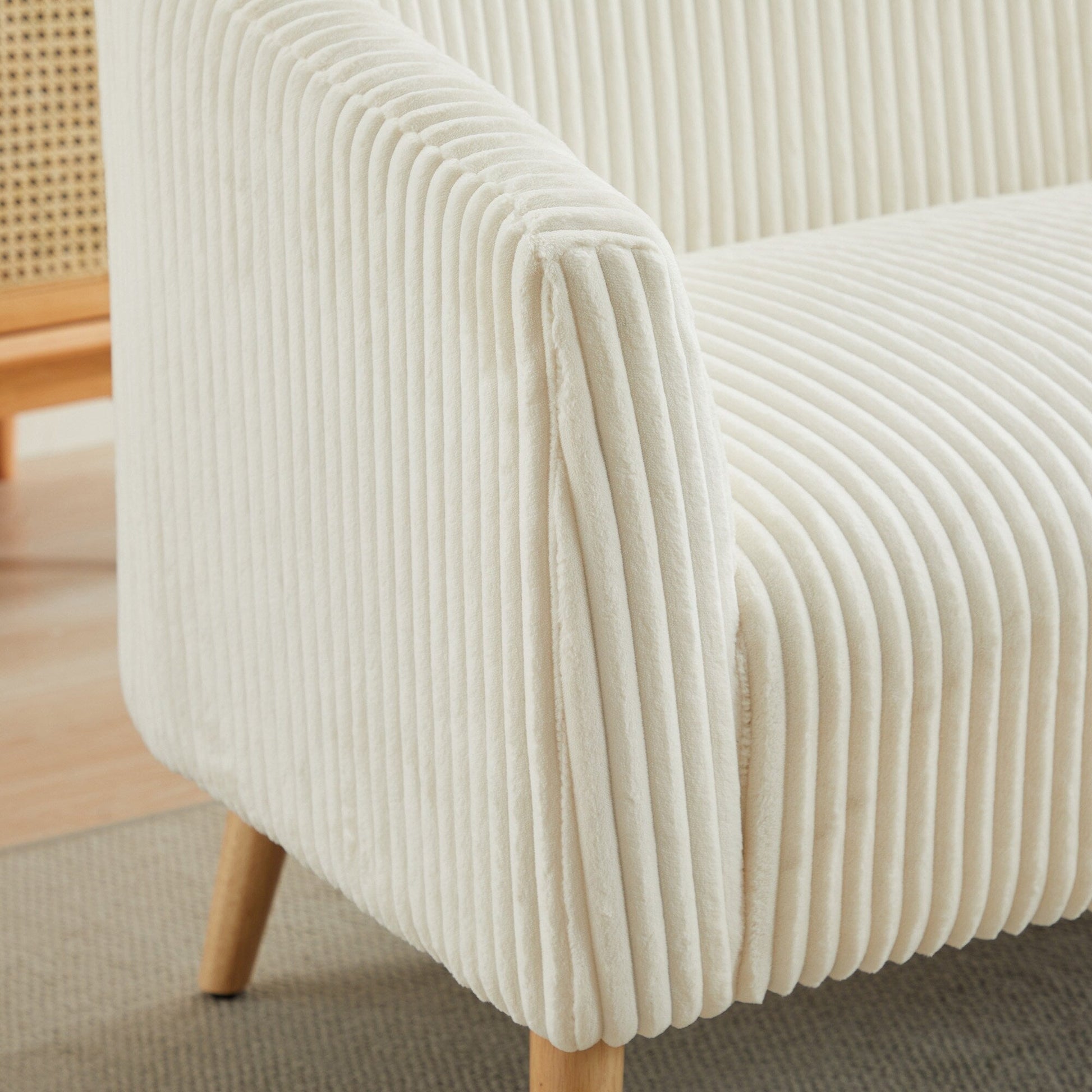 Canapé Loveseat Moderne 50.78, Canapé 2 Places en Tissu Cordouroy, Loveseat avec Pieds en Bois Naturel