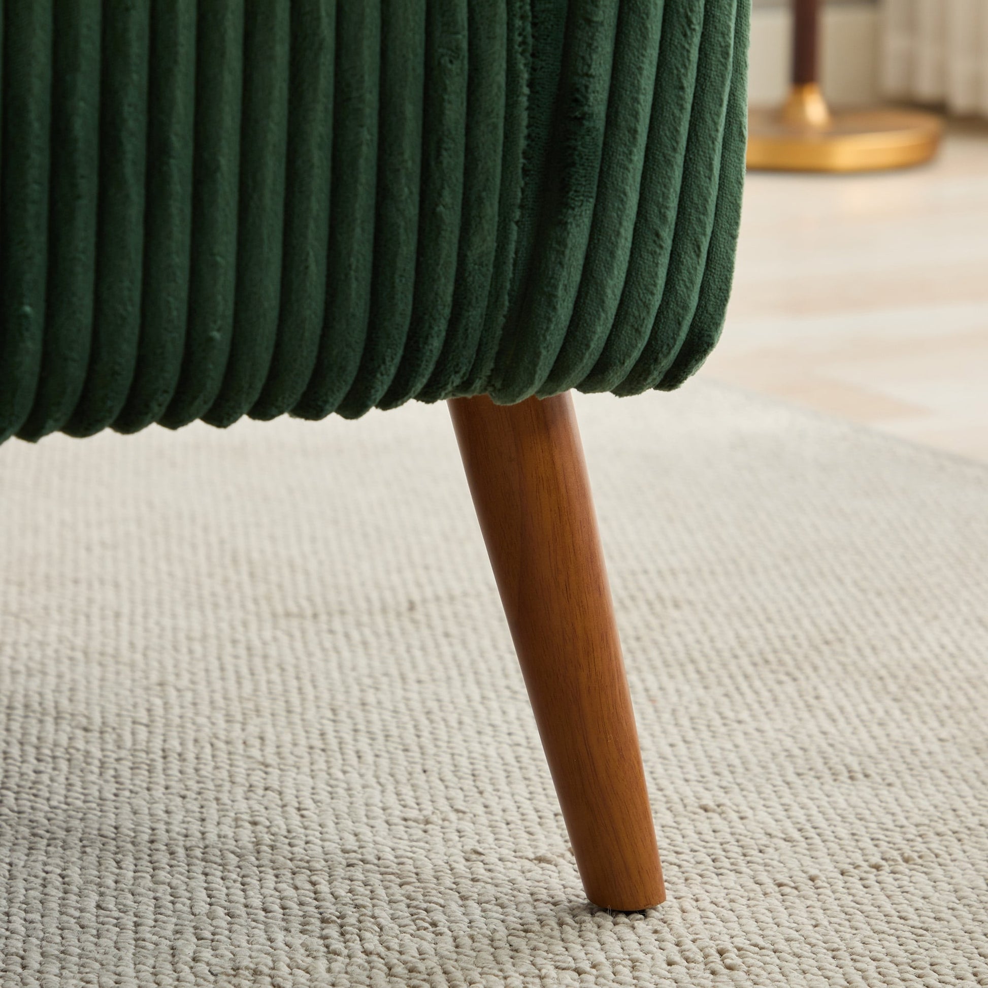 Canapé Loveseat Moderne 50.78, Canapé 2 Places Tapissé en Tissu Cordouroy, Loveseat avec Pieds en Bois de Noyer