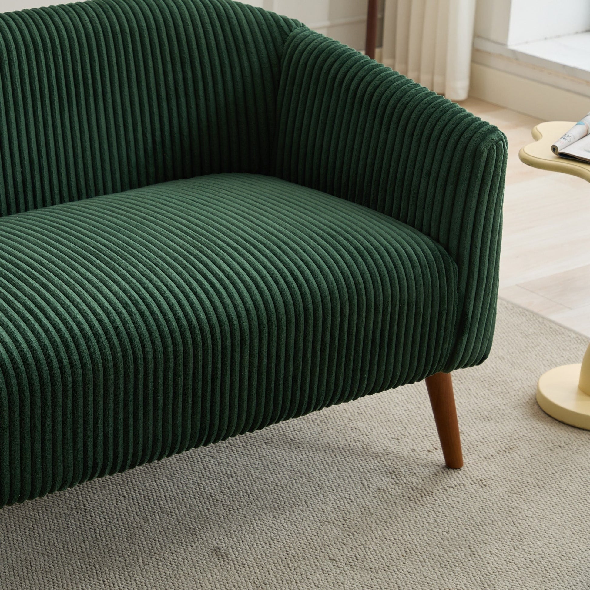 Canapé Loveseat Moderne 50.78, Canapé 2 Places Tapissé en Tissu Cordouroy, Loveseat avec Pieds en Bois de Noyer