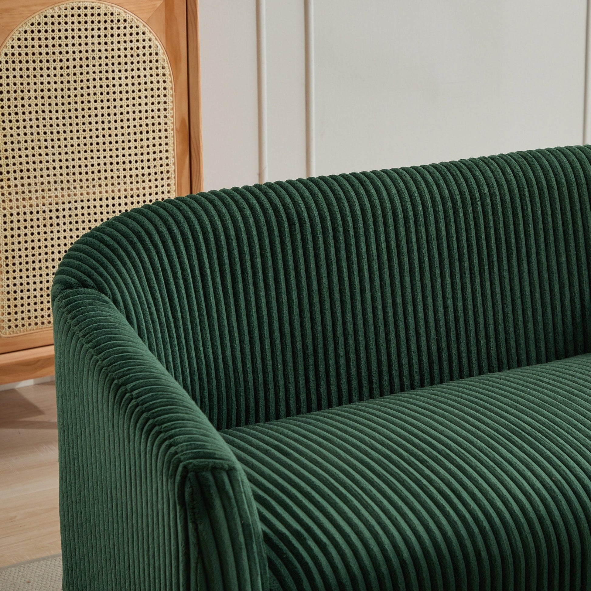 Canapé Loveseat Moderne 50.78, Canapé 2 Places Tapissé en Tissu Cordouroy, Loveseat avec Pieds en Bois de Noyer