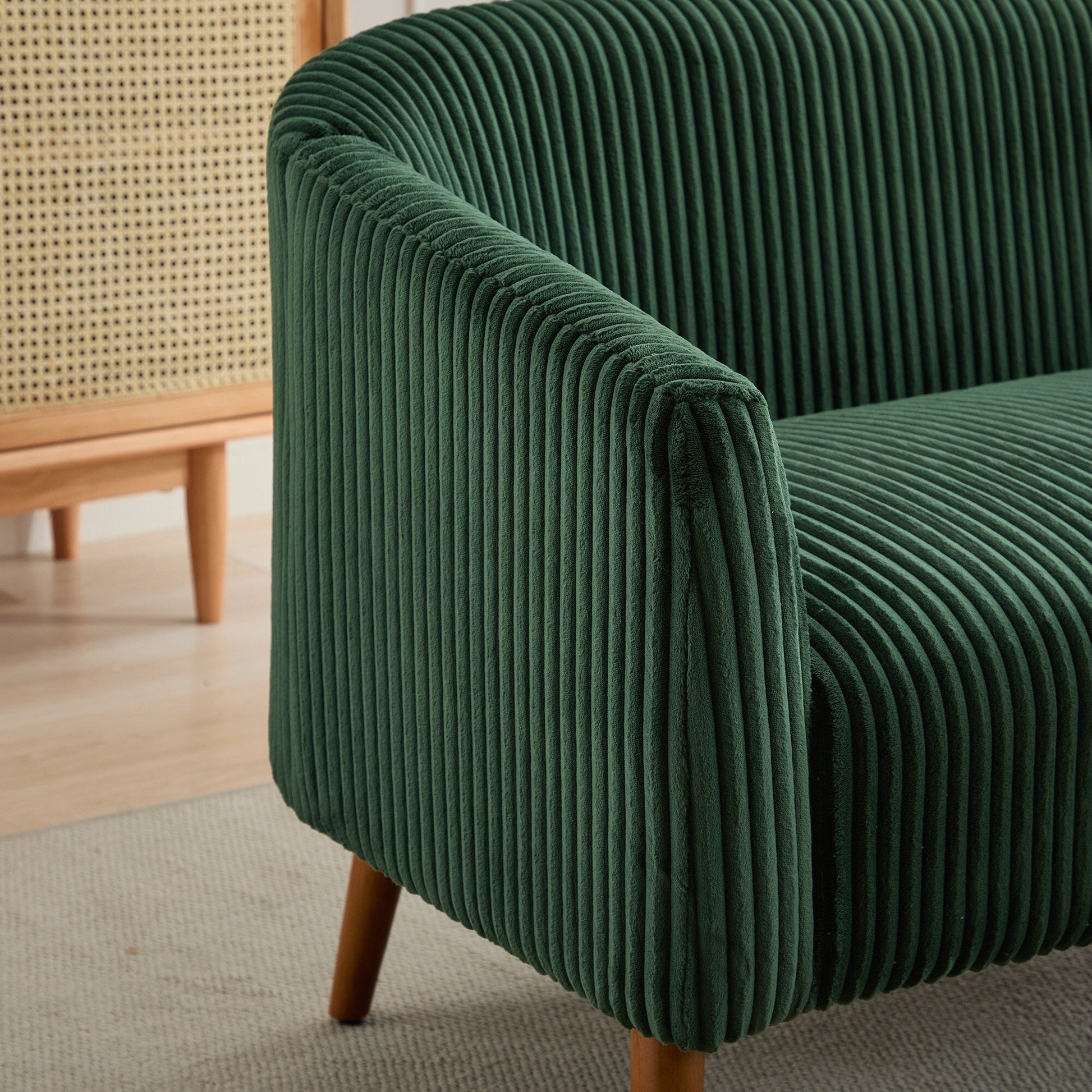 Canapé Loveseat Moderne 50.78, Canapé 2 Places Tapissé en Tissu Cordouroy, Loveseat avec Pieds en Bois de Noyer