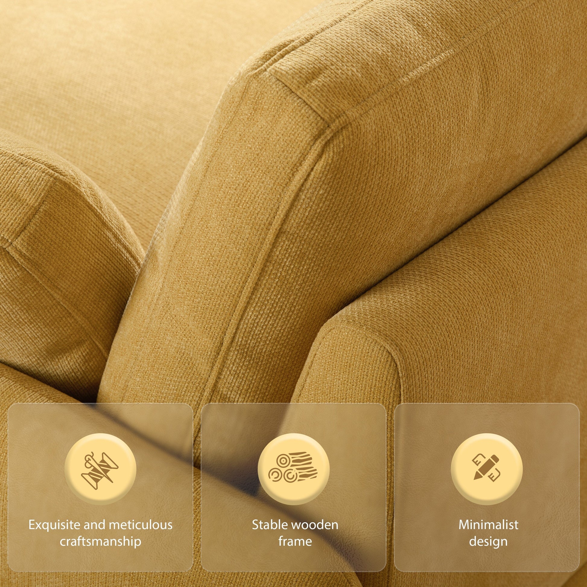 Fauteuil de salon en chenille surdimensionné - Fauteuil à dossier haut et assise profonde avec motif à blocs de couleur et coussins décoratifs