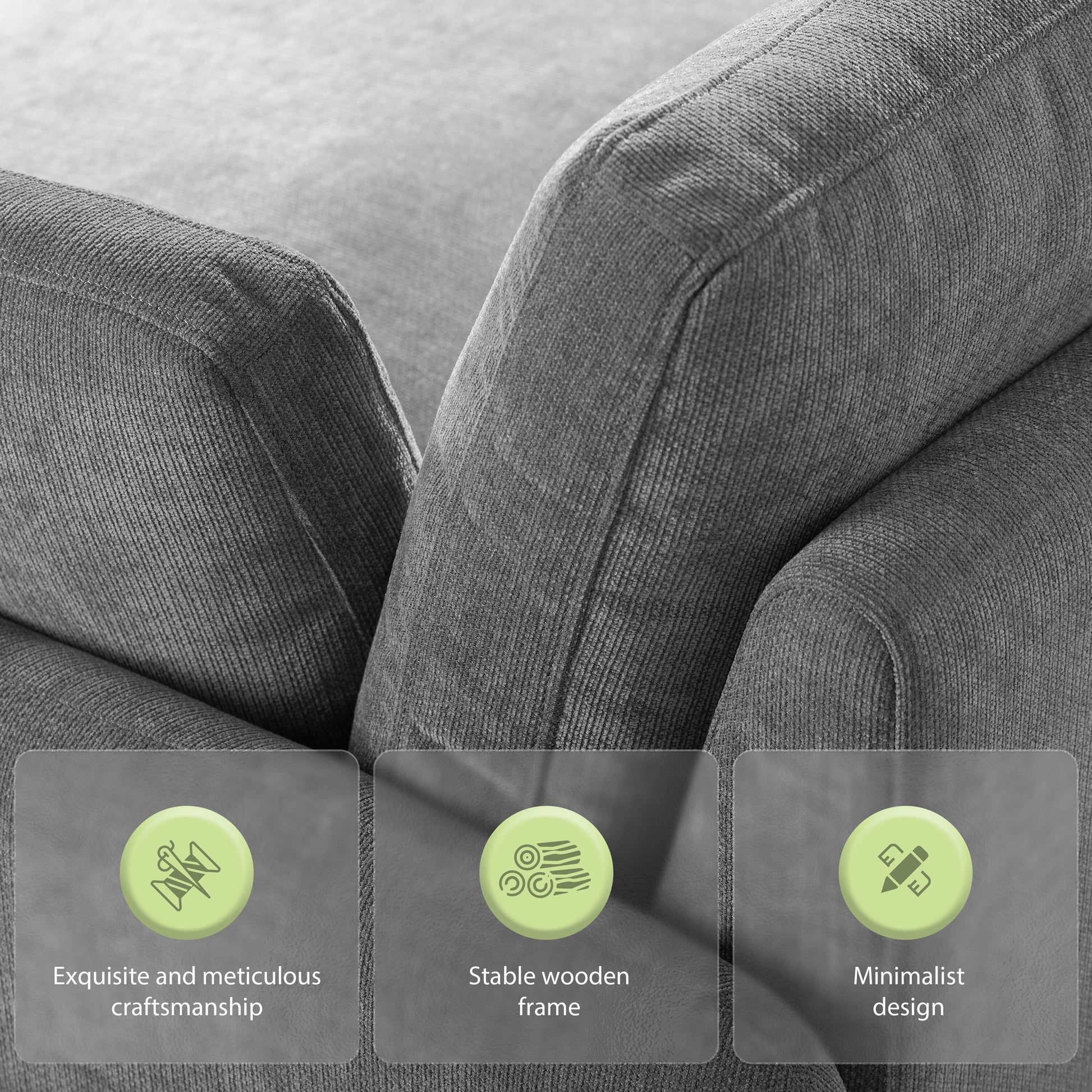 Fauteuil de salon en chenille surdimensionné - Fauteuil à dossier haut et assise profonde avec motif à blocs de couleur et coussins décoratifs