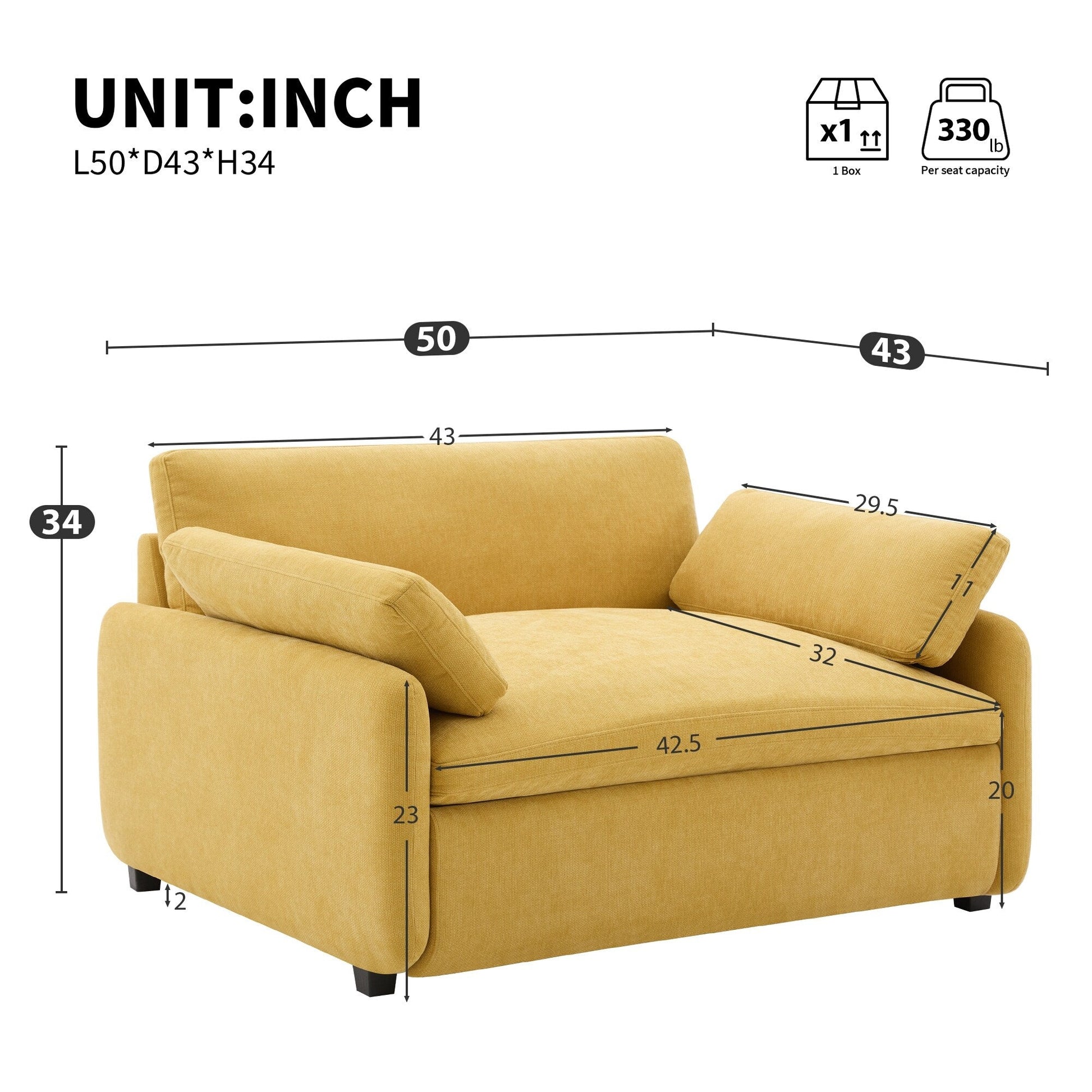 Fauteuil de salon en chenille surdimensionné - Fauteuil à dossier haut et assise profonde avec motif à blocs de couleur et coussins décoratifs