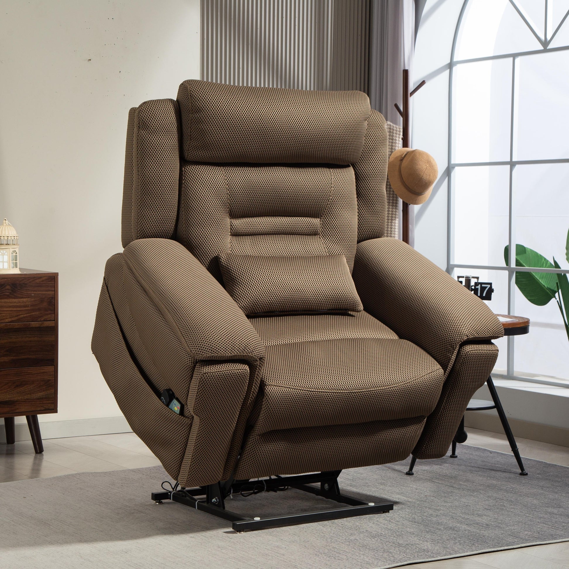 Fauteuil inclinable électrique à double moteur de 50 pouces, surdimensionné, avec massage et chauffage, tissu en maille.