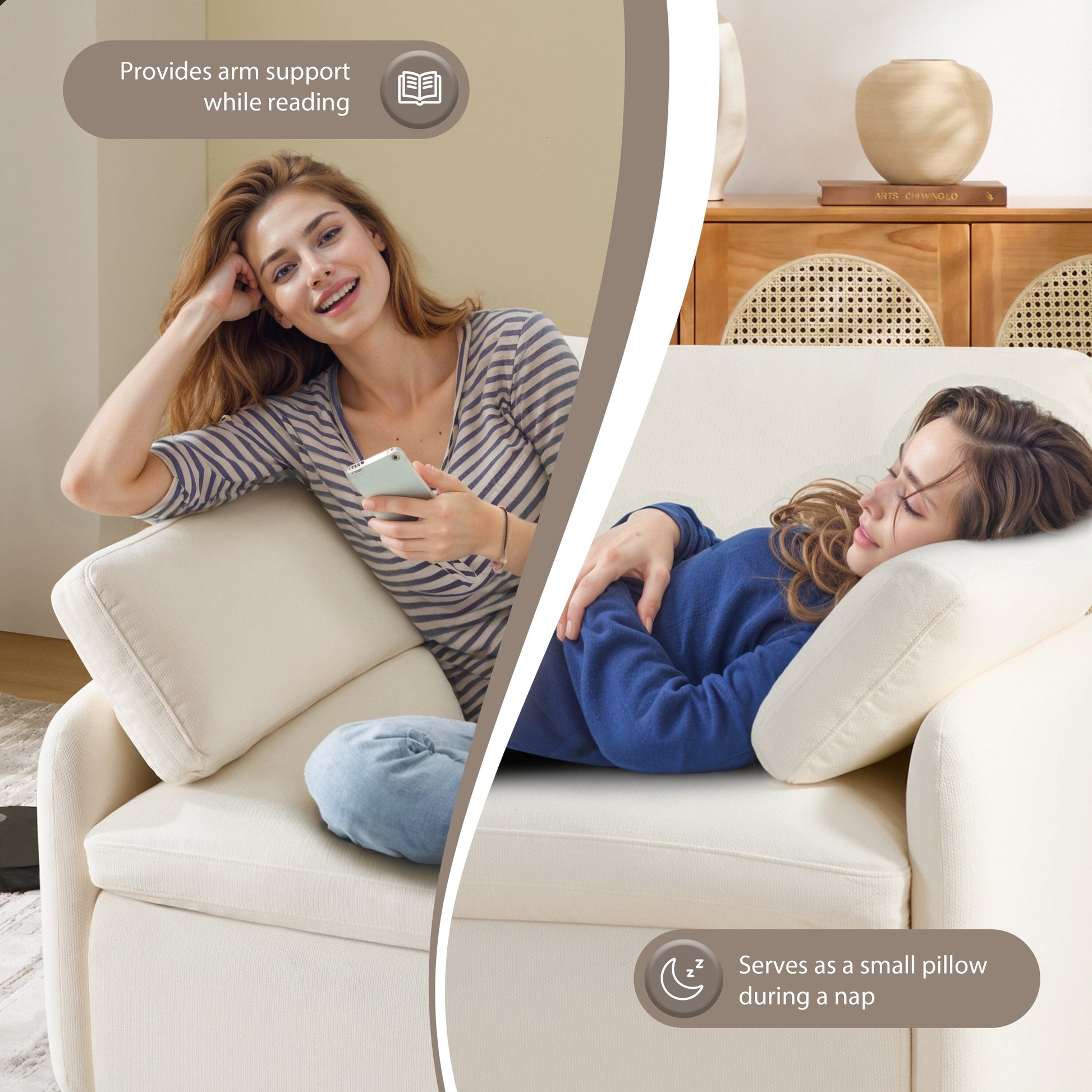 Fauteuil Chenille Surdimensionné 50*43, Fauteuil d'Accent Large et Profond, Fauteuil Confortable Moderne et Tissu Tissé