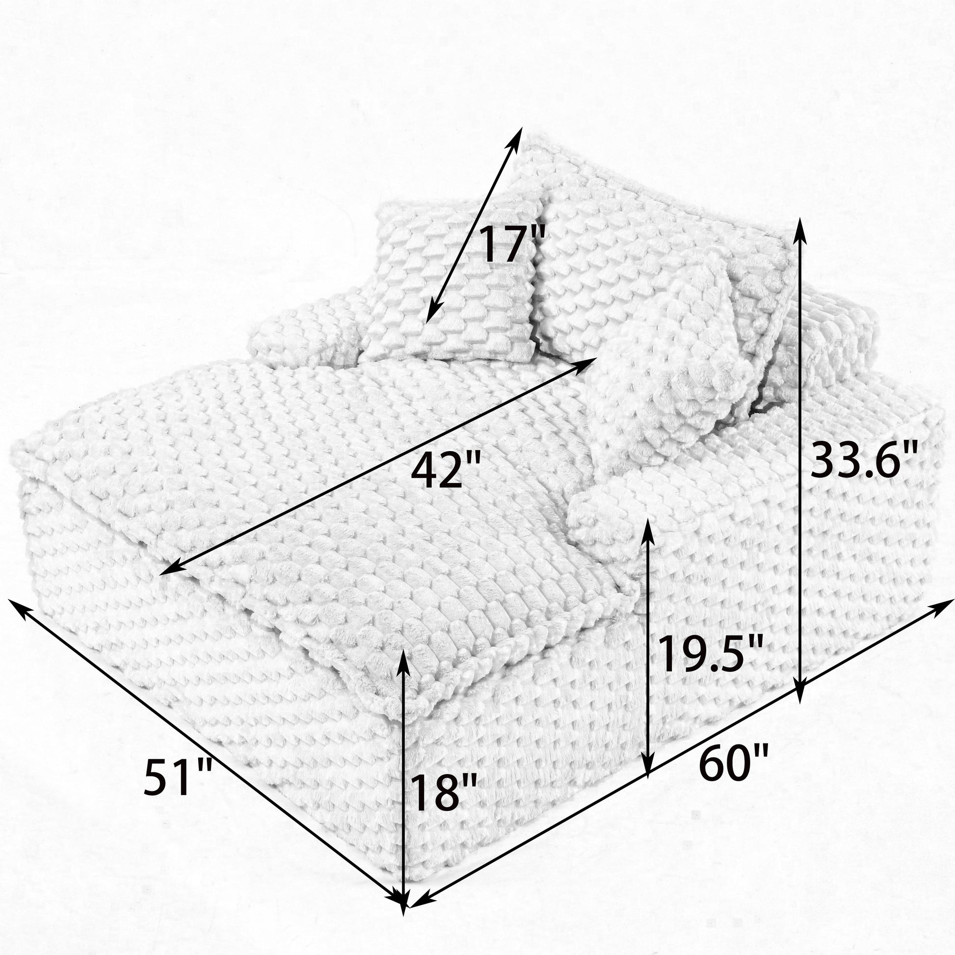Canapé confortable de 51 pouces : deux coussins et un dossier, adapté à plusieurs situations dans les chambres à coucher et les salons.