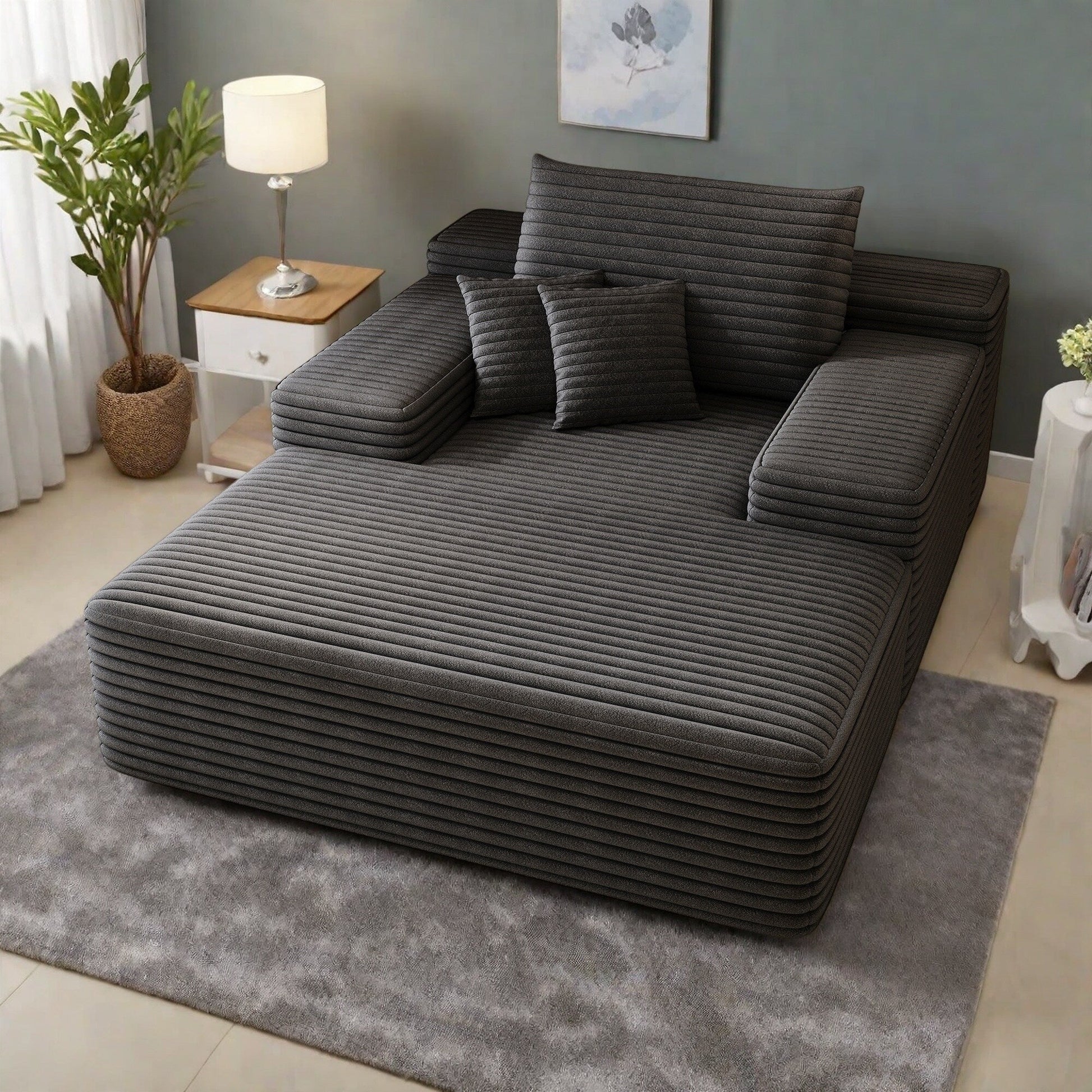 51.2 Corduroy 2-Seater Sofa - Cloud-Like Deep Seat, 600lb Capacity, No Assembly Required, with Ergonomic Pillows