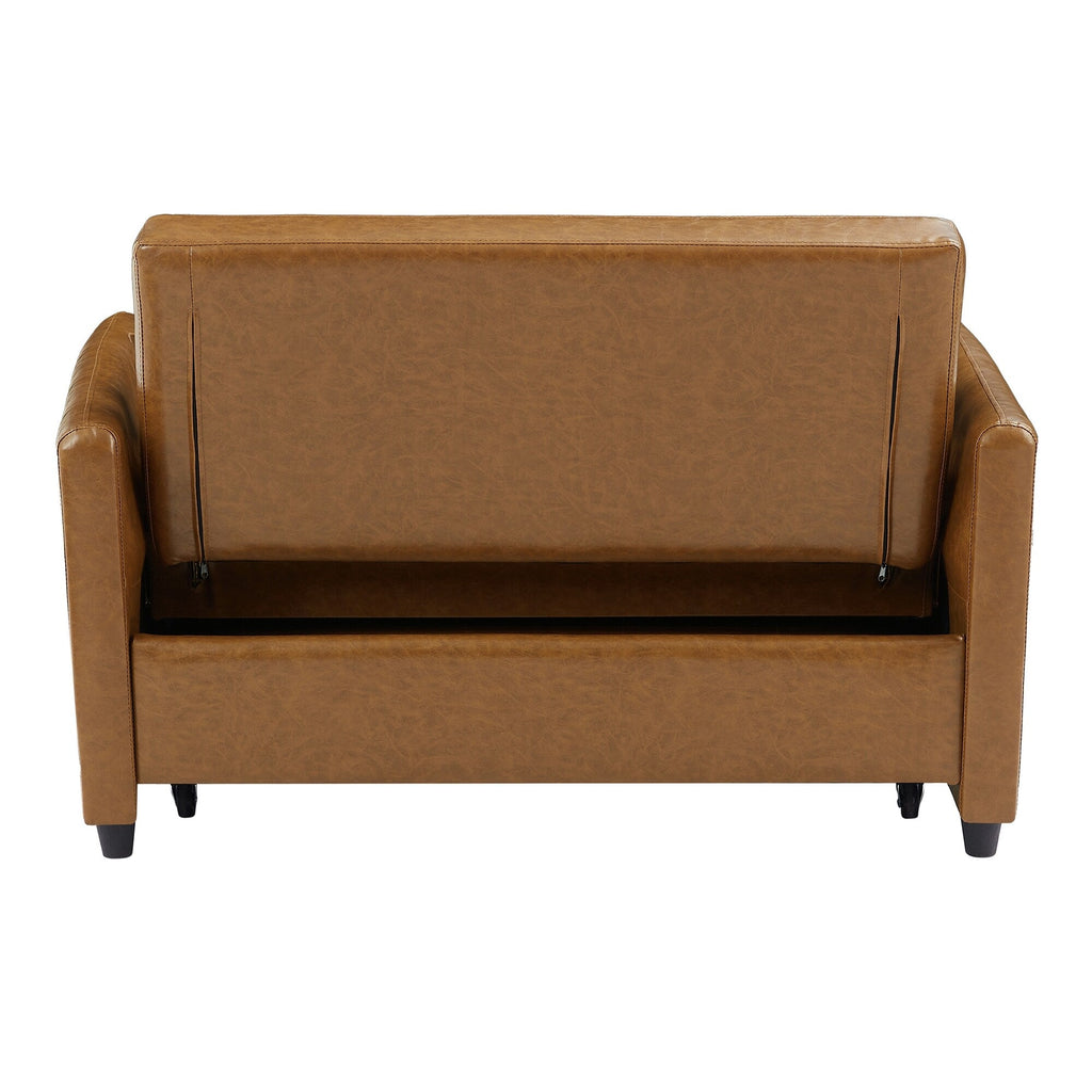 51.57 PU Convertible Sleeper Sofa with 3 USB Ports, 400lb Capacity, and Pull-Out Bed Mechanism