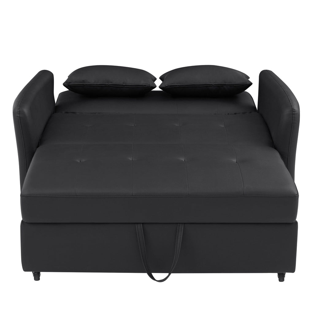 51.57 PU Convertible Sleeper Sofa with 3 USB Ports, 400lb Capacity, and Pull-Out Bed Mechanism