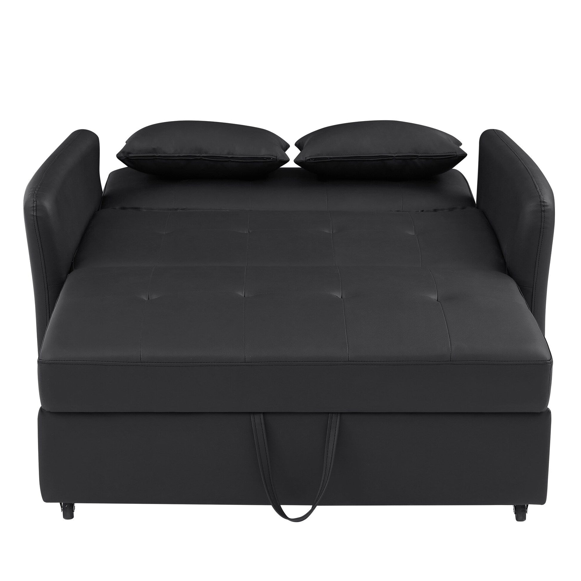 51.57 PU Convertible Sleeper Sofa with 3 USB Ports, 400lb Capacity, and Pull-Out Bed Mechanism
