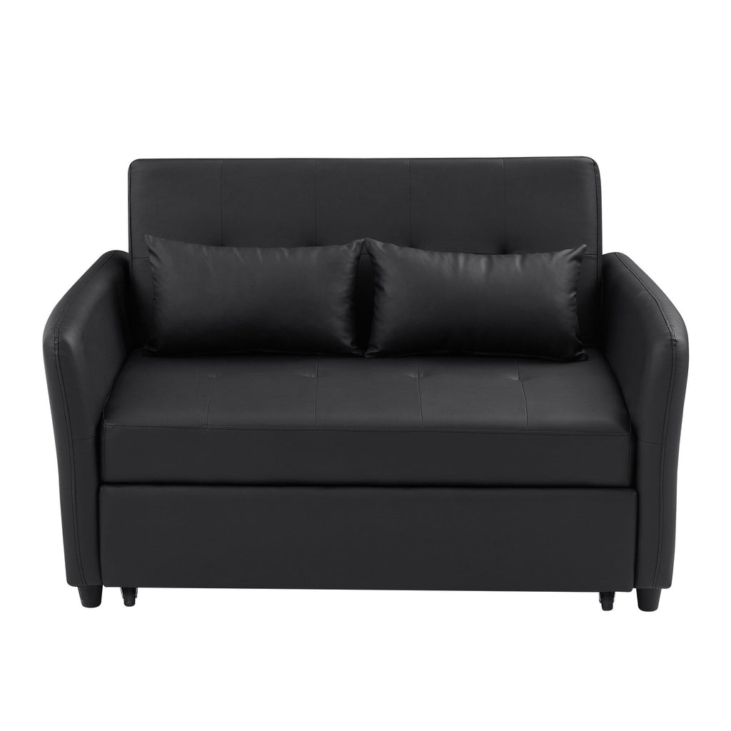 51.57 PU Convertible Sleeper Sofa with 3 USB Ports, 400lb Capacity, and Pull-Out Bed Mechanism