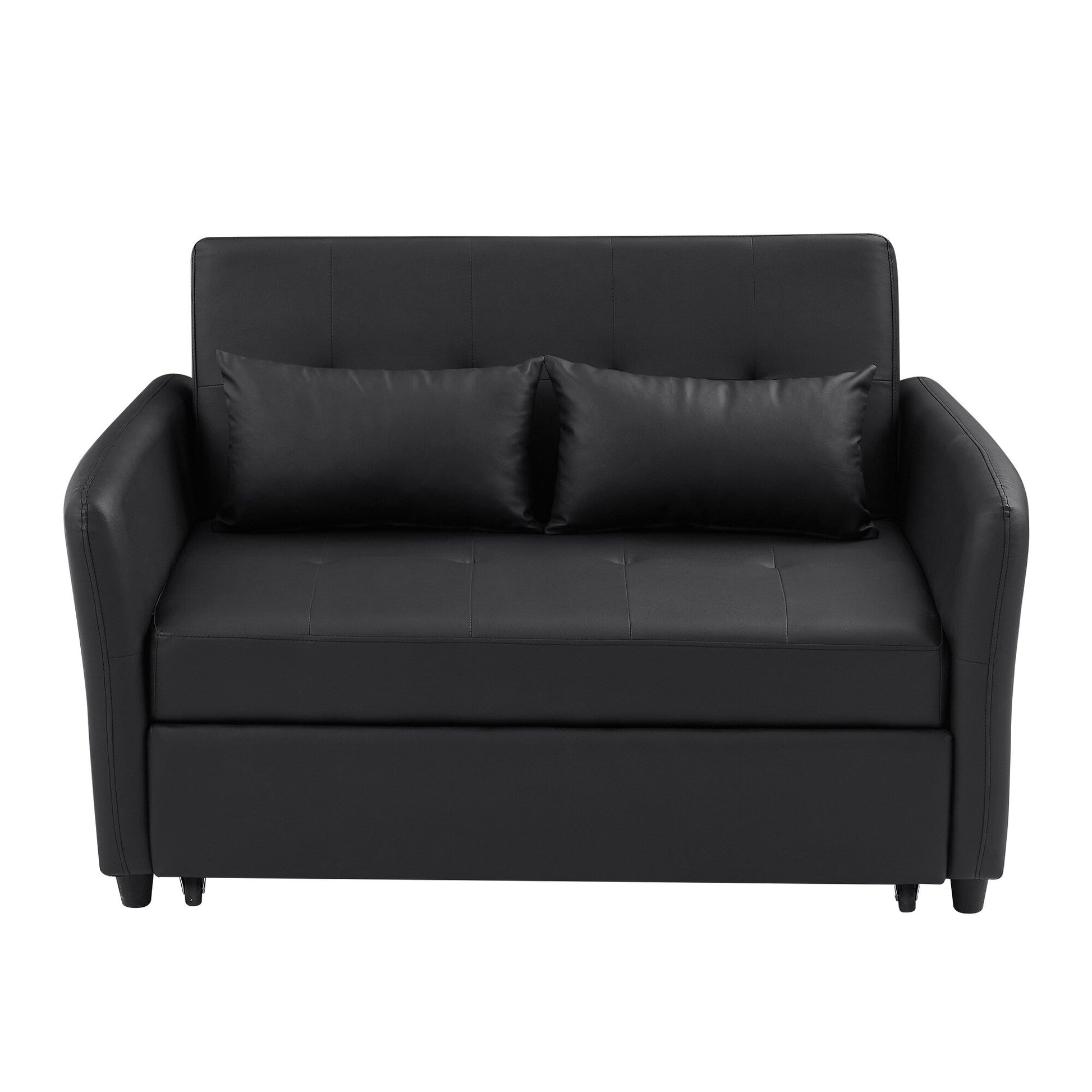 51.57 PU Convertible Sleeper Sofa with 3 USB Ports, 400lb Capacity, and Pull-Out Bed Mechanism
