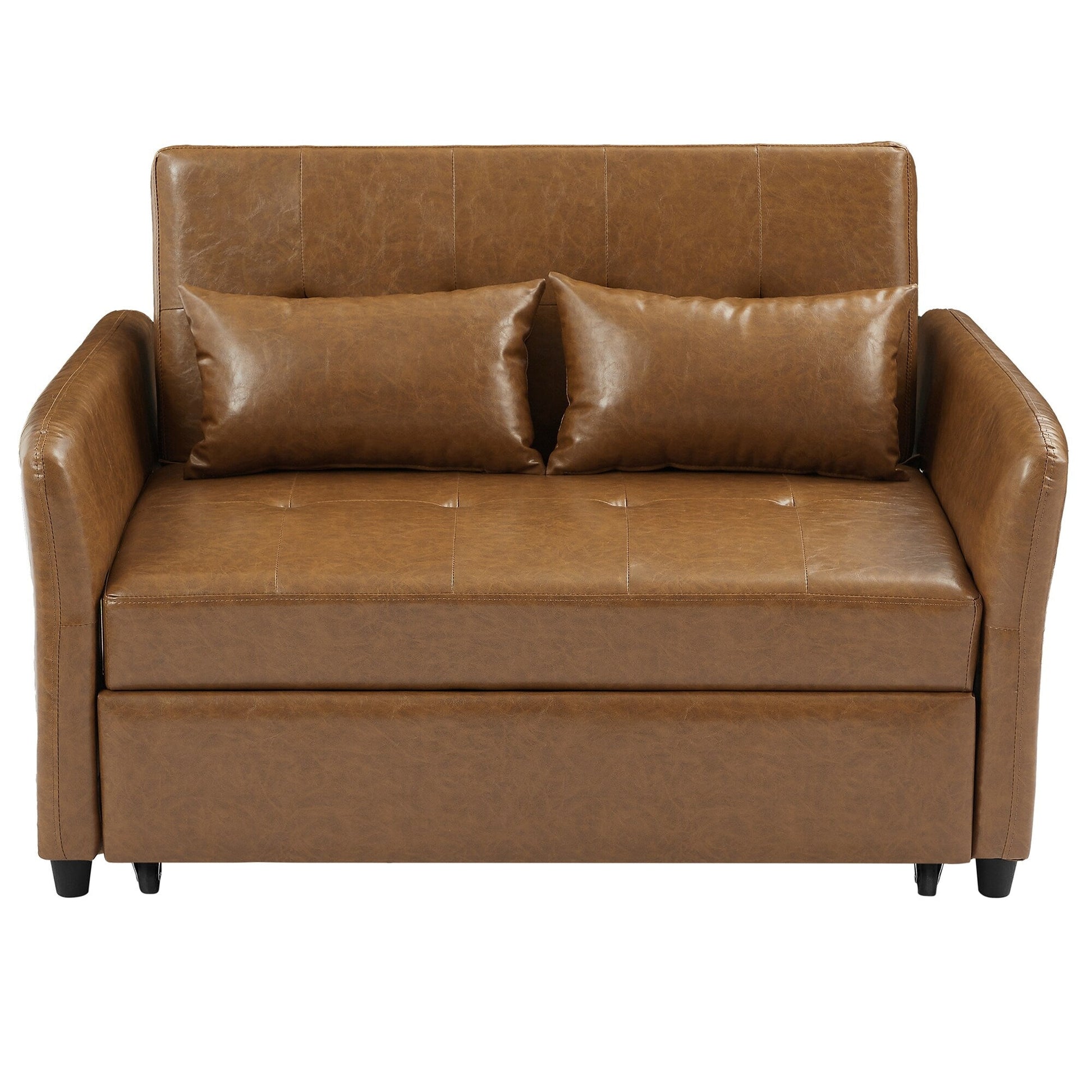 51.57 PU Convertible Sleeper Sofa with 3 USB Ports, 400lb Capacity, and Pull-Out Bed Mechanism