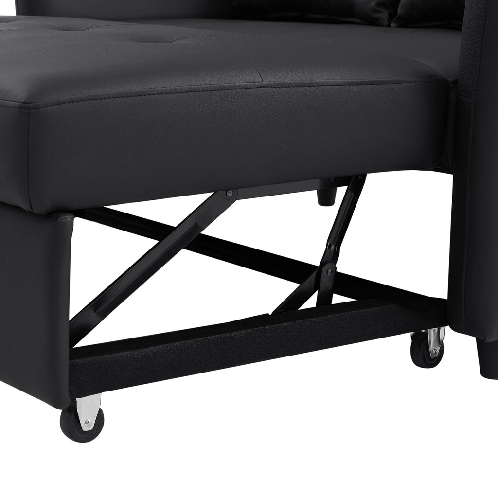 51.57 PU Convertible Sleeper Sofa with 3 USB Ports, 400lb Capacity, and Pull-Out Bed Mechanism