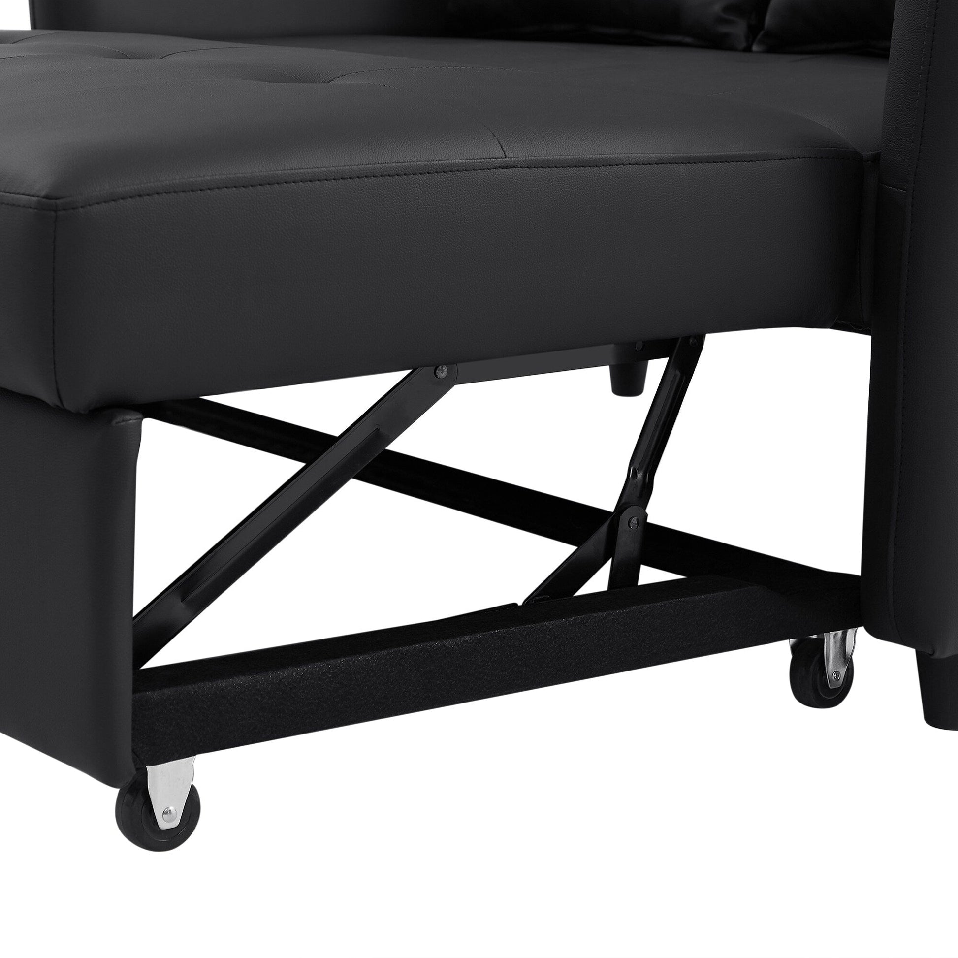 51.57 PU Convertible Sleeper Sofa with 3 USB Ports, 400lb Capacity, and Pull-Out Bed Mechanism