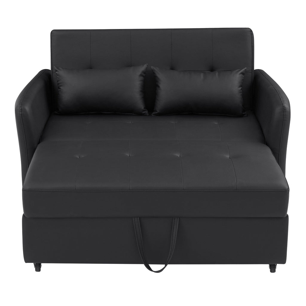51.57 PU Convertible Sleeper Sofa with 3 USB Ports, 400lb Capacity, and Pull-Out Bed Mechanism