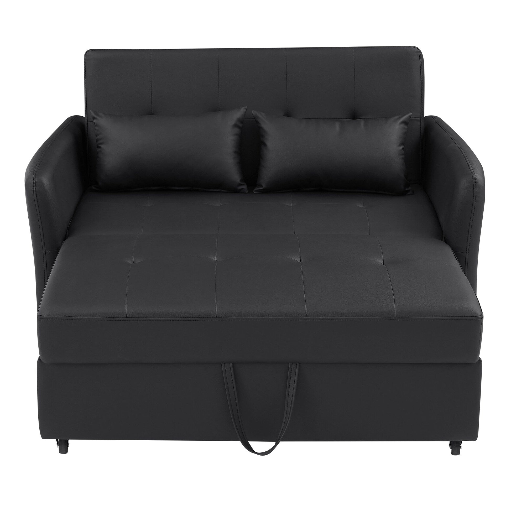 51.57 PU Convertible Sleeper Sofa with 3 USB Ports, 400lb Capacity, and Pull-Out Bed Mechanism