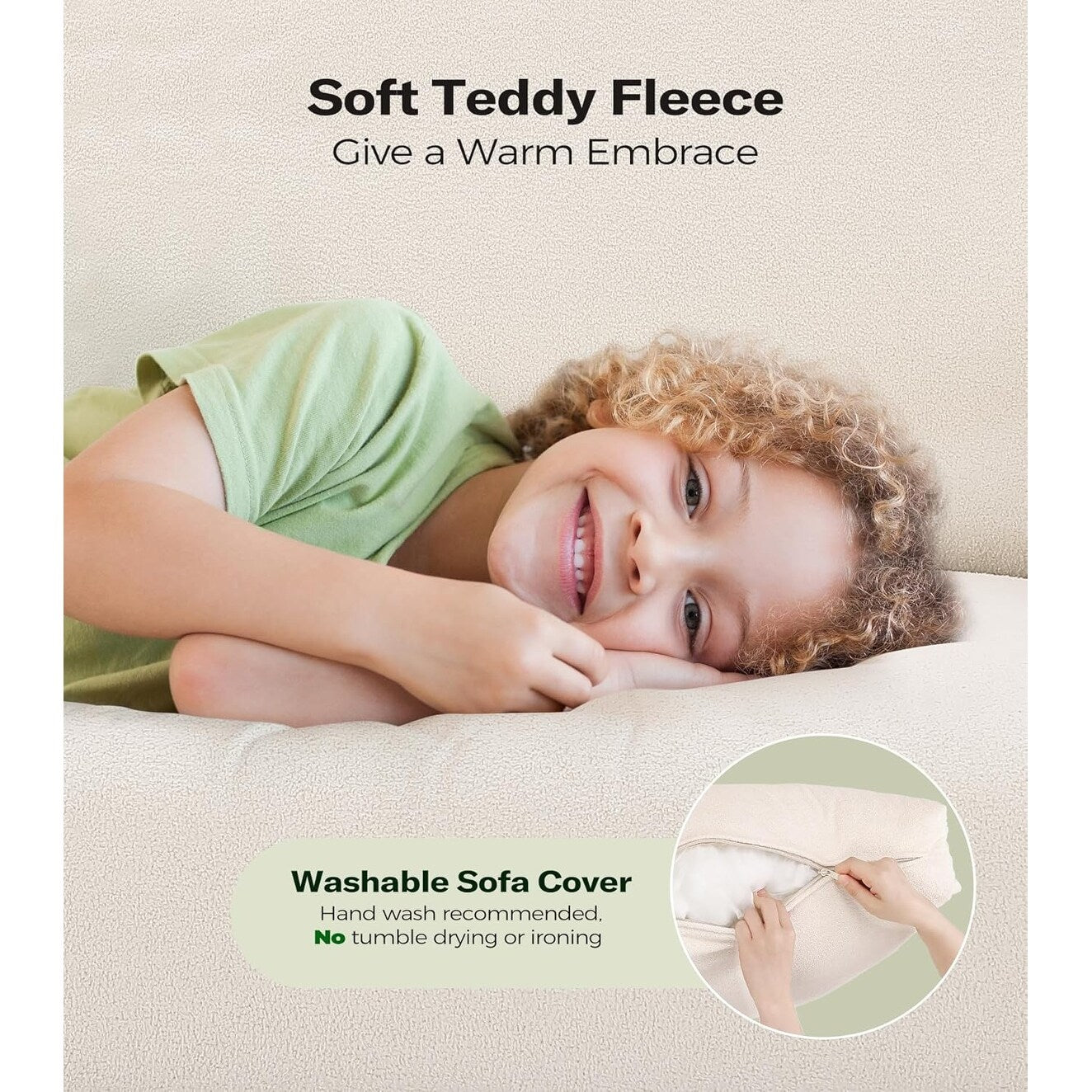 Canapé 2 places Teddy confortable de 51 pouces pour petits espaces - Structure entièrement en bois, canapé sans outil pour chambre à coucher et salon, beige