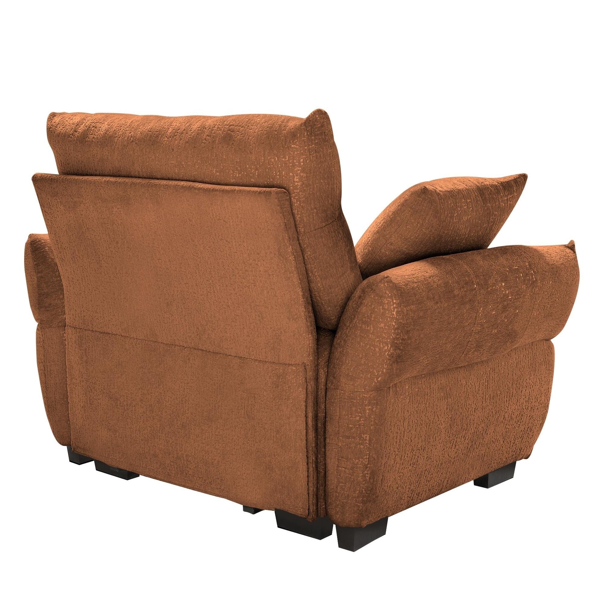 53.94 Chenille 1-Seater Sofa with High-Resilience Support Cushions and Throw Pillows