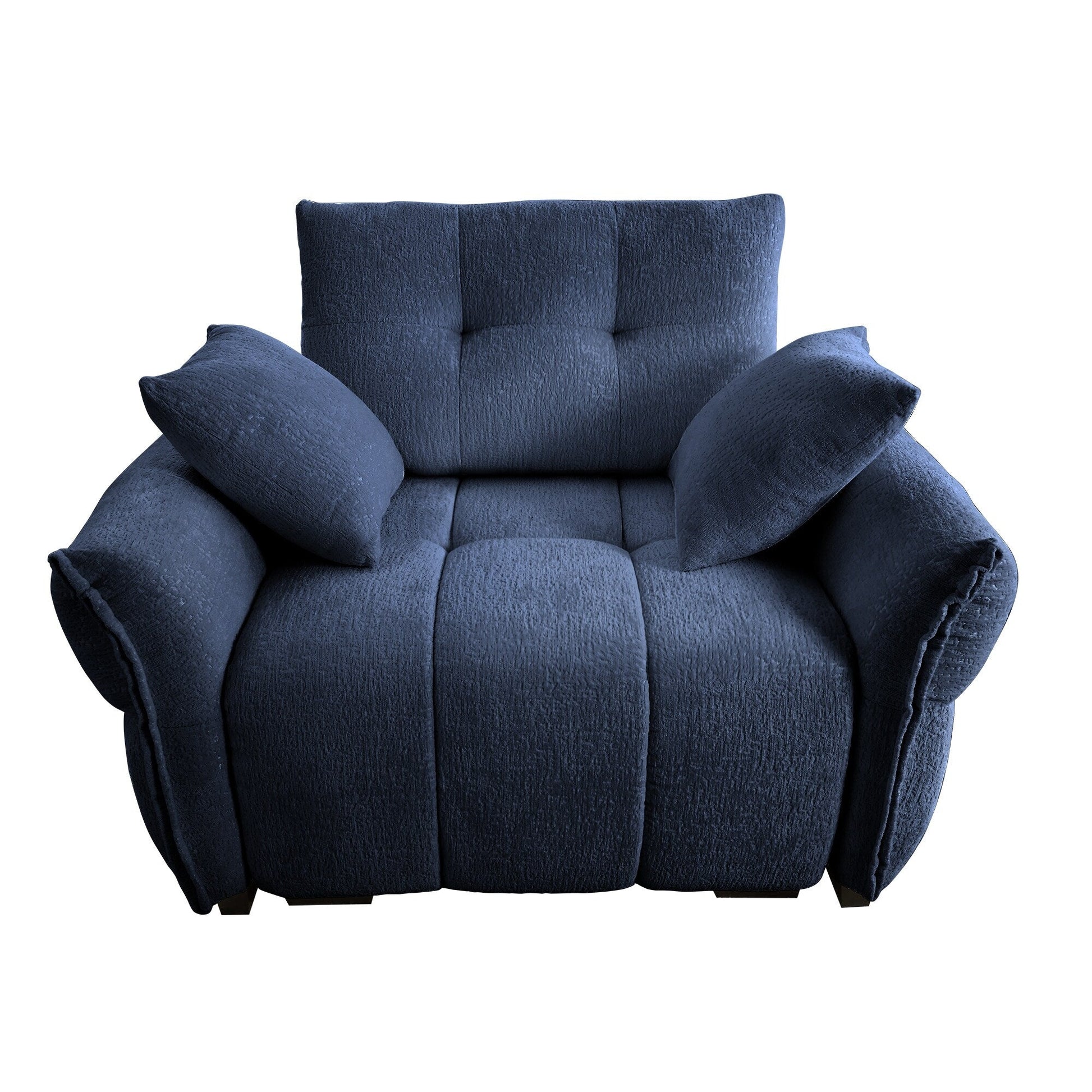 53.94 Chenille 1-Seater Sofa with High-Resilience Support Cushions and Throw Pillows