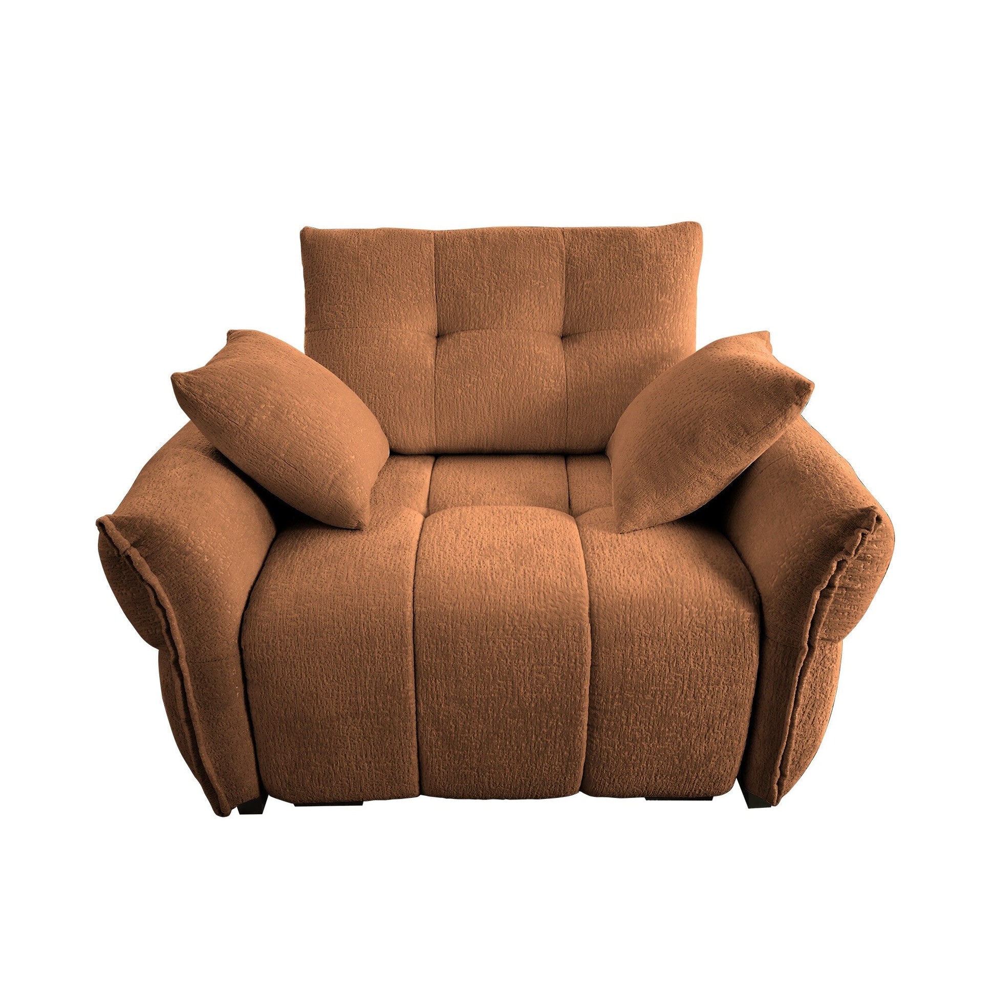 53.94 Chenille 1-Seater Sofa with High-Resilience Support Cushions and Throw Pillows