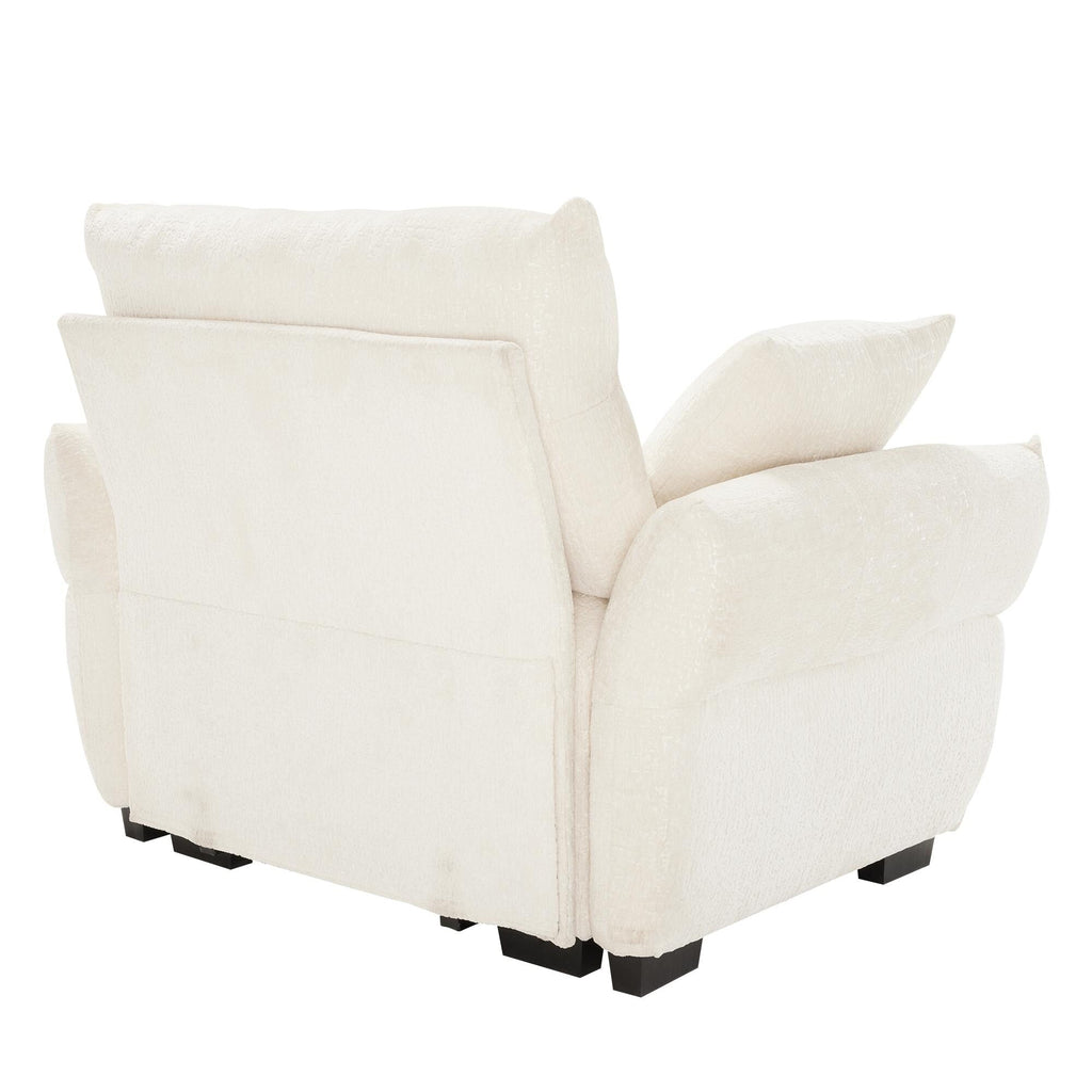 53.94 Chenille 1-Seater Sofa with High-Resilience Support Cushions and Throw Pillows