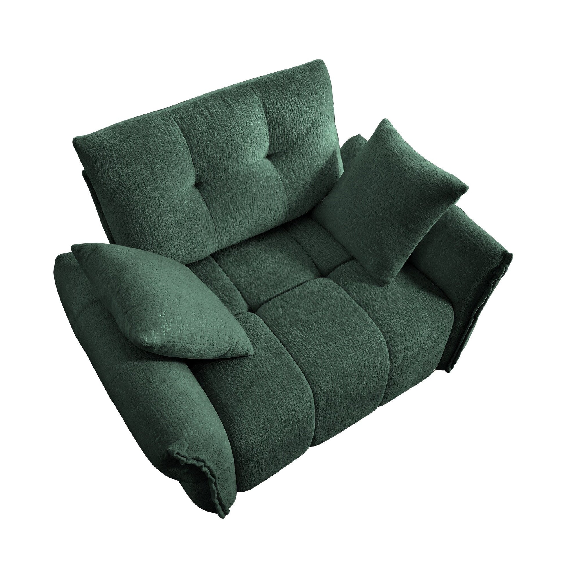 53.94 Chenille 1-Seater Sofa with High-Resilience Support Cushions and Throw Pillows