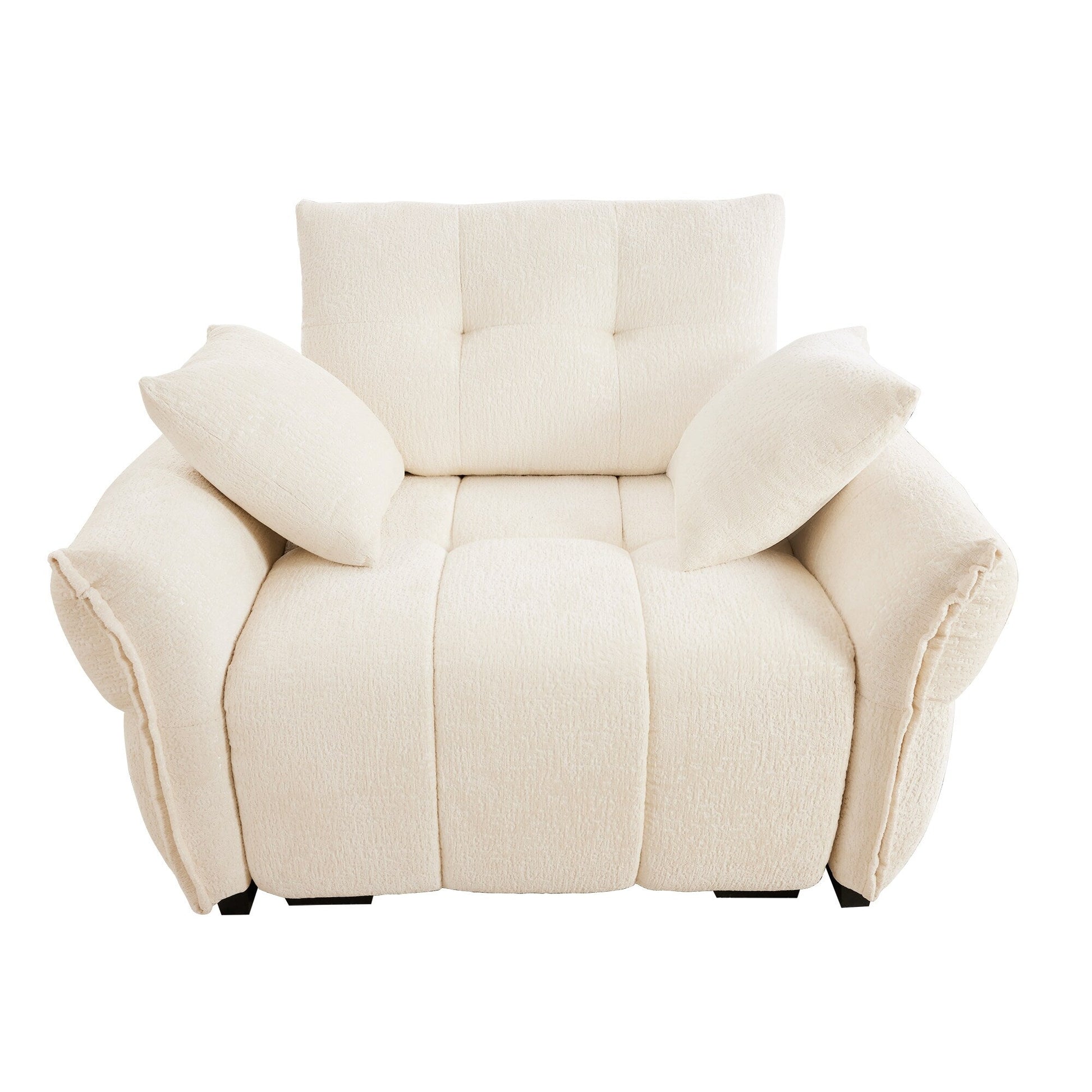 53.94 Chenille 1-Seater Sofa with High-Resilience Support Cushions and Throw Pillows