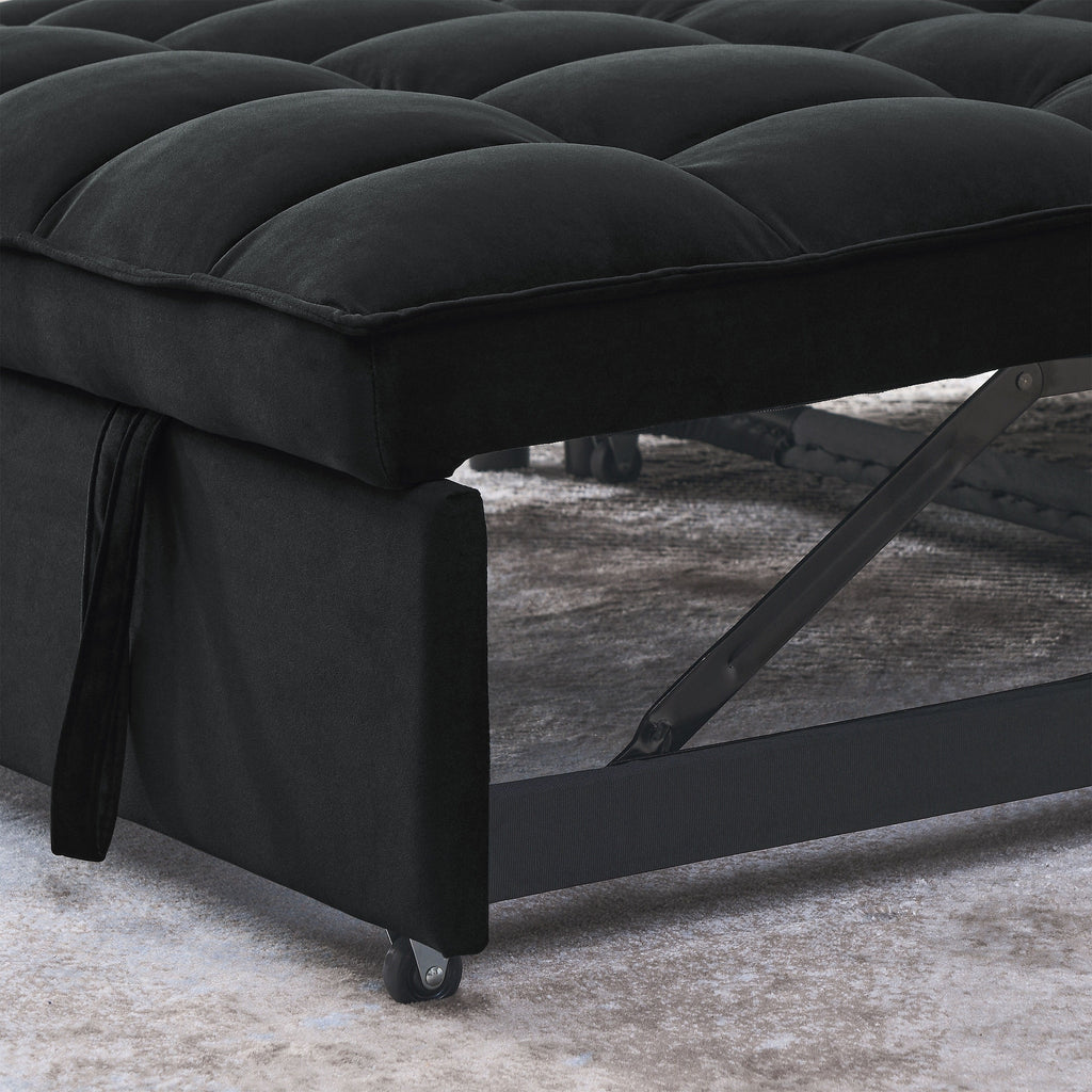 53.94 Velvet 2-Seater Sleeper Sofa with 3-Position Adjustable Backrest and Two Side Pockets