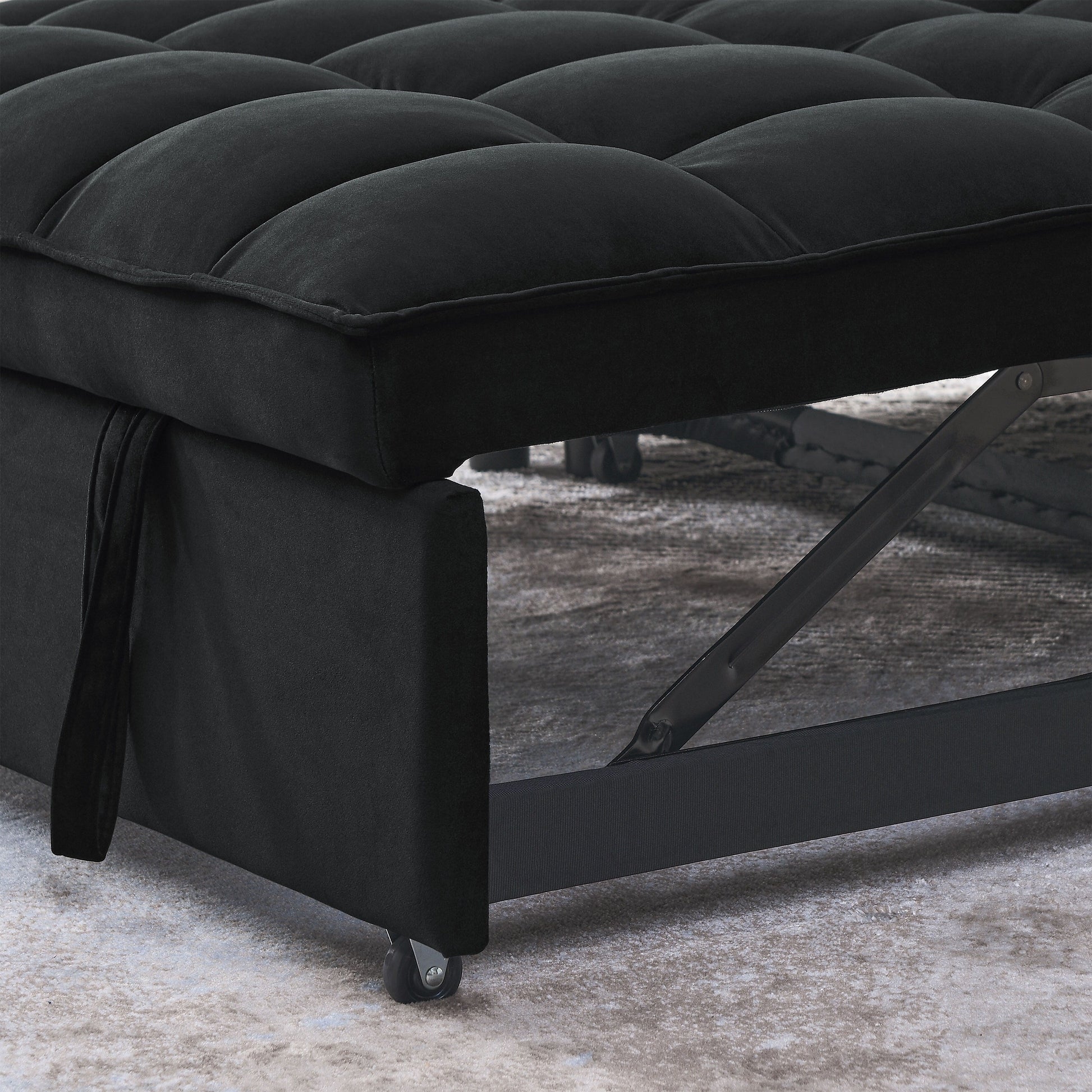 53.94 Velvet 2-Seater Sleeper Sofa with 3-Position Adjustable Backrest and Two Side Pockets