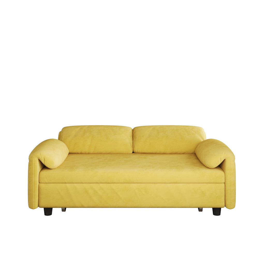 54-Inch Velvet Sofa Bed - Multi-Purpose Design with Retractable Queen Bed and Armrest Storage