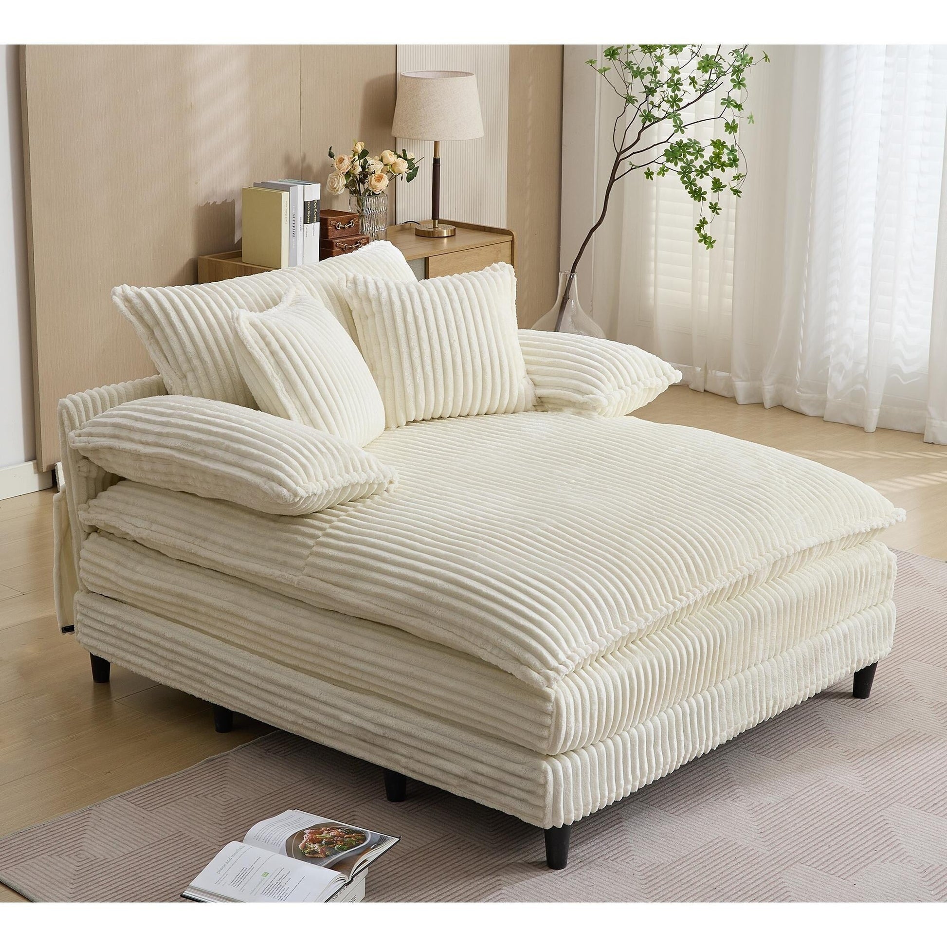 Fauteuil de salon extra large de 54,75 po, canapé-lit moelleux avec coussins et 2 oreillers