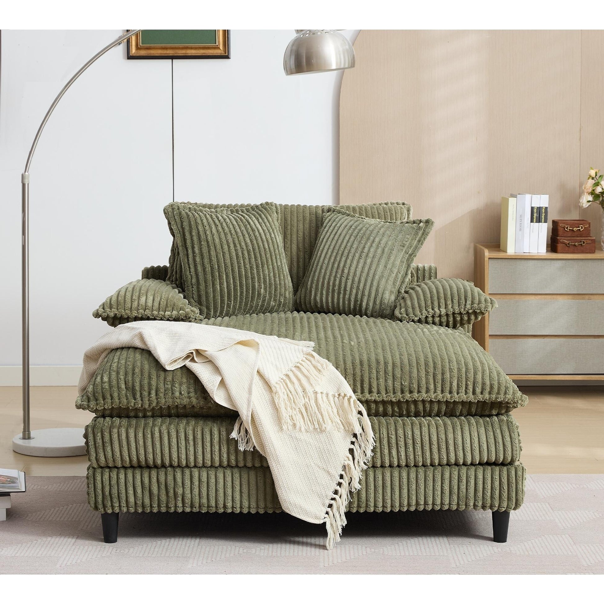 Fauteuil de salon extra large de 54,75 po, canapé-lit moelleux avec coussins et 2 oreillers