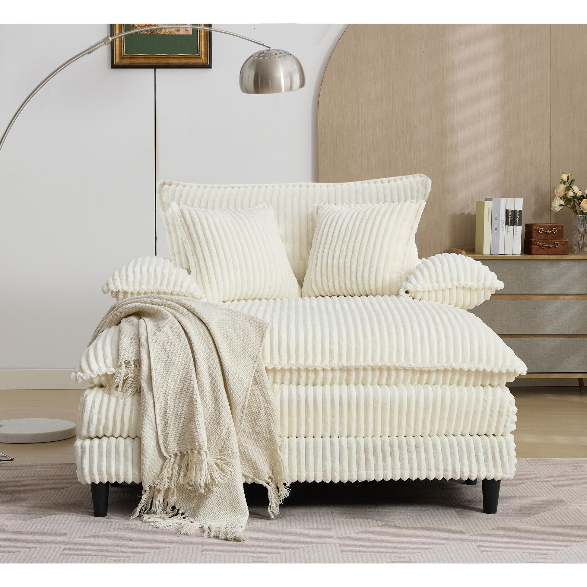 Fauteuil de salon extra large de 54,75 po, canapé-lit moelleux avec coussins et 2 oreillers