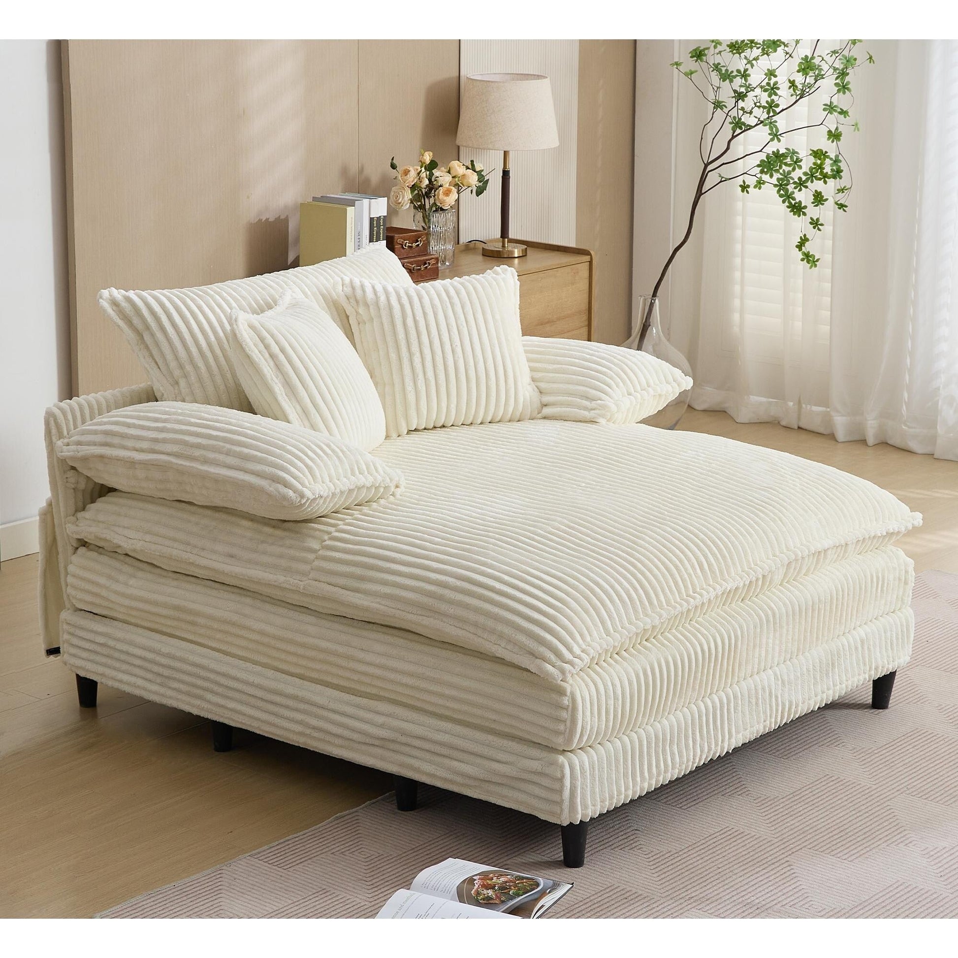 Fauteuil de salon extra large de 54,75 po, canapé-lit moelleux avec coussins et 2 oreillers