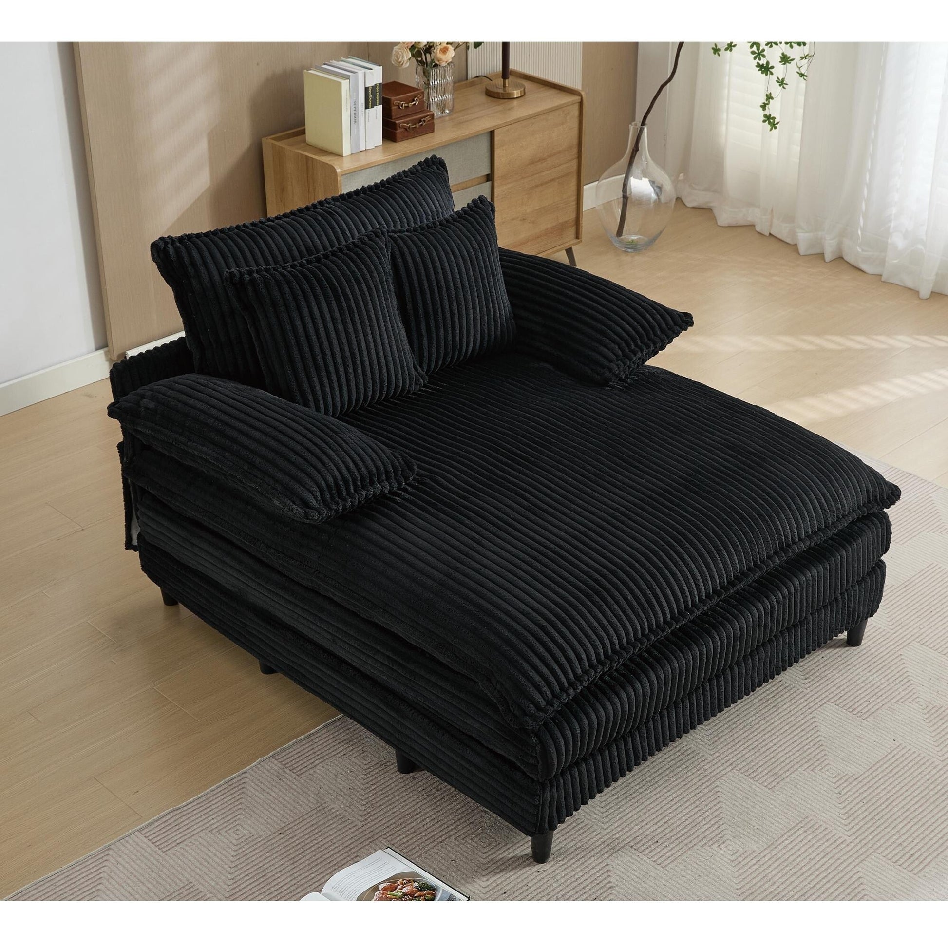 Fauteuil de salon extra large de 54,75 po, canapé-lit moelleux avec coussins et 2 oreillers