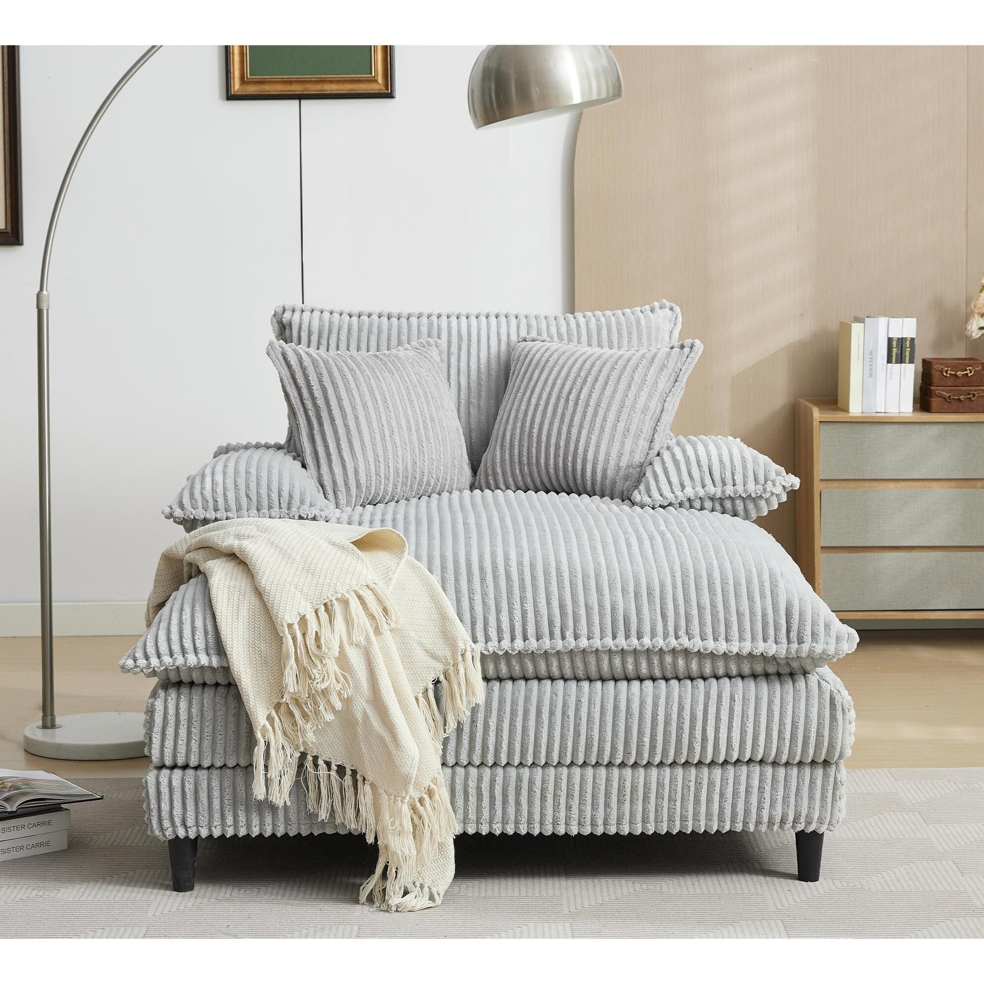 Fauteuil de salon extra large de 54,75 po, canapé-lit moelleux avec coussins et 2 oreillers