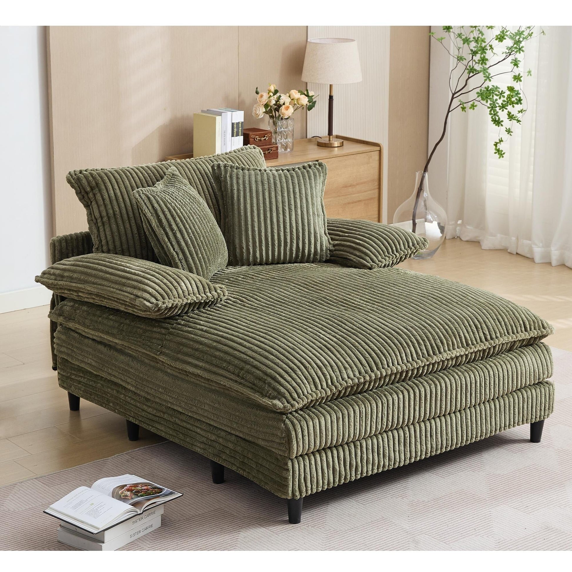 Fauteuil de salon extra large de 54,75 po, canapé-lit moelleux avec coussins et 2 oreillers