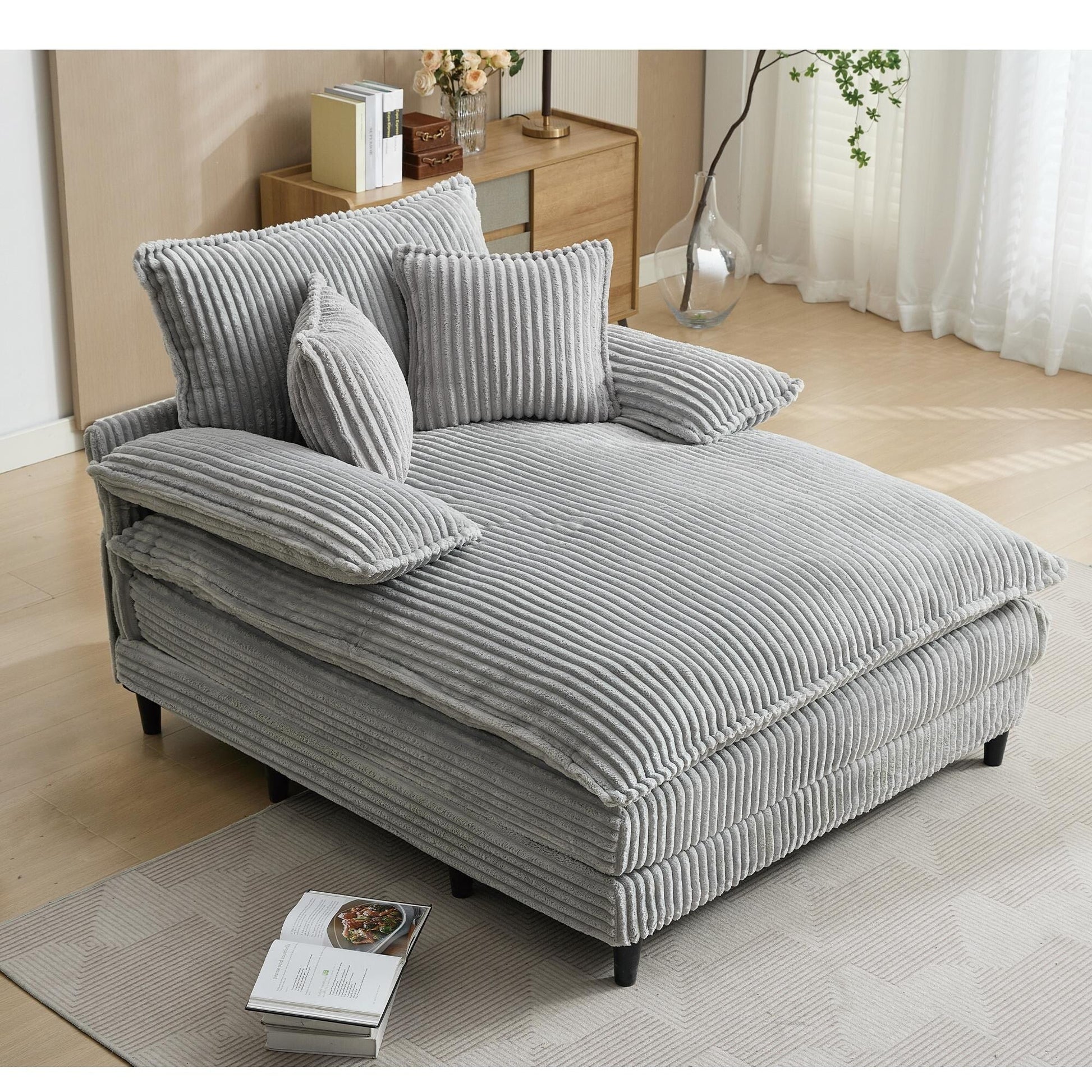 Fauteuil de salon extra large de 54,75 po, canapé-lit moelleux avec coussins et 2 oreillers