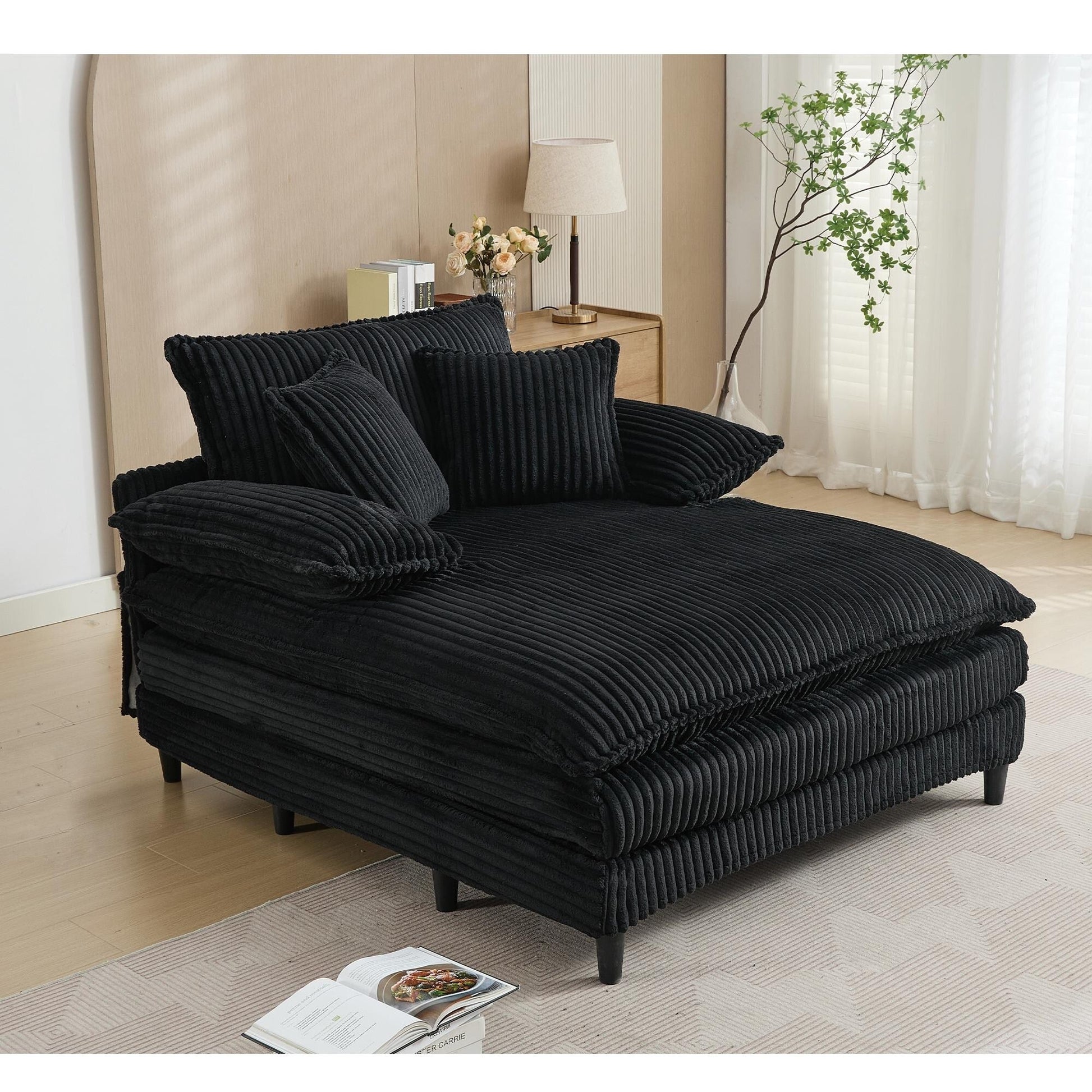Fauteuil de salon extra large de 54,75 po, canapé-lit moelleux avec coussins et 2 oreillers