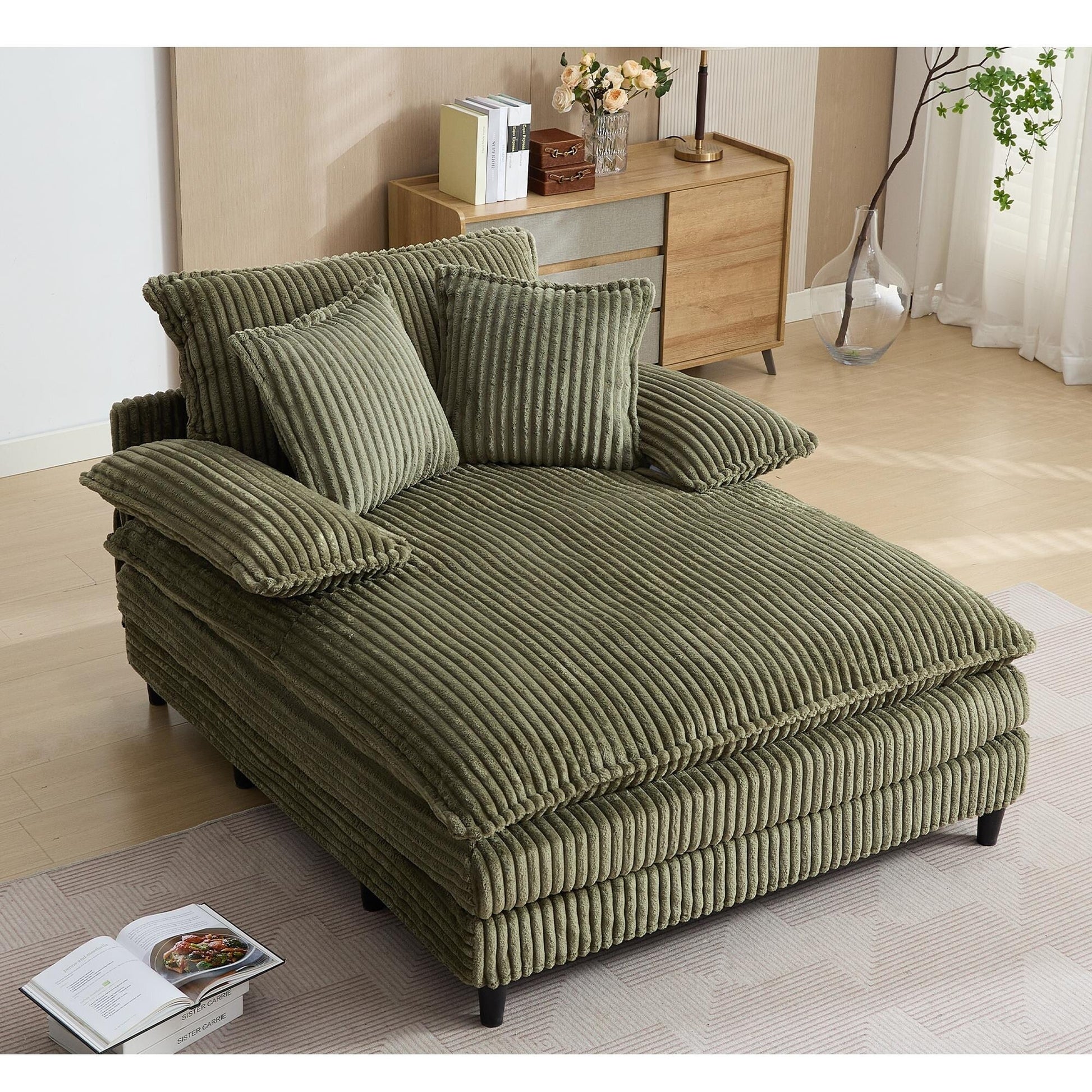 Fauteuil de salon extra large de 54,75 po, canapé-lit moelleux avec coussins et 2 oreillers