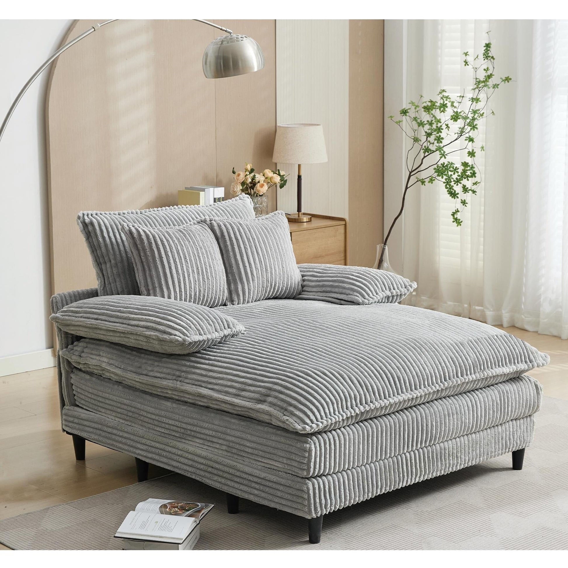 Fauteuil de salon extra large de 54,75 po, canapé-lit moelleux avec coussins et 2 oreillers