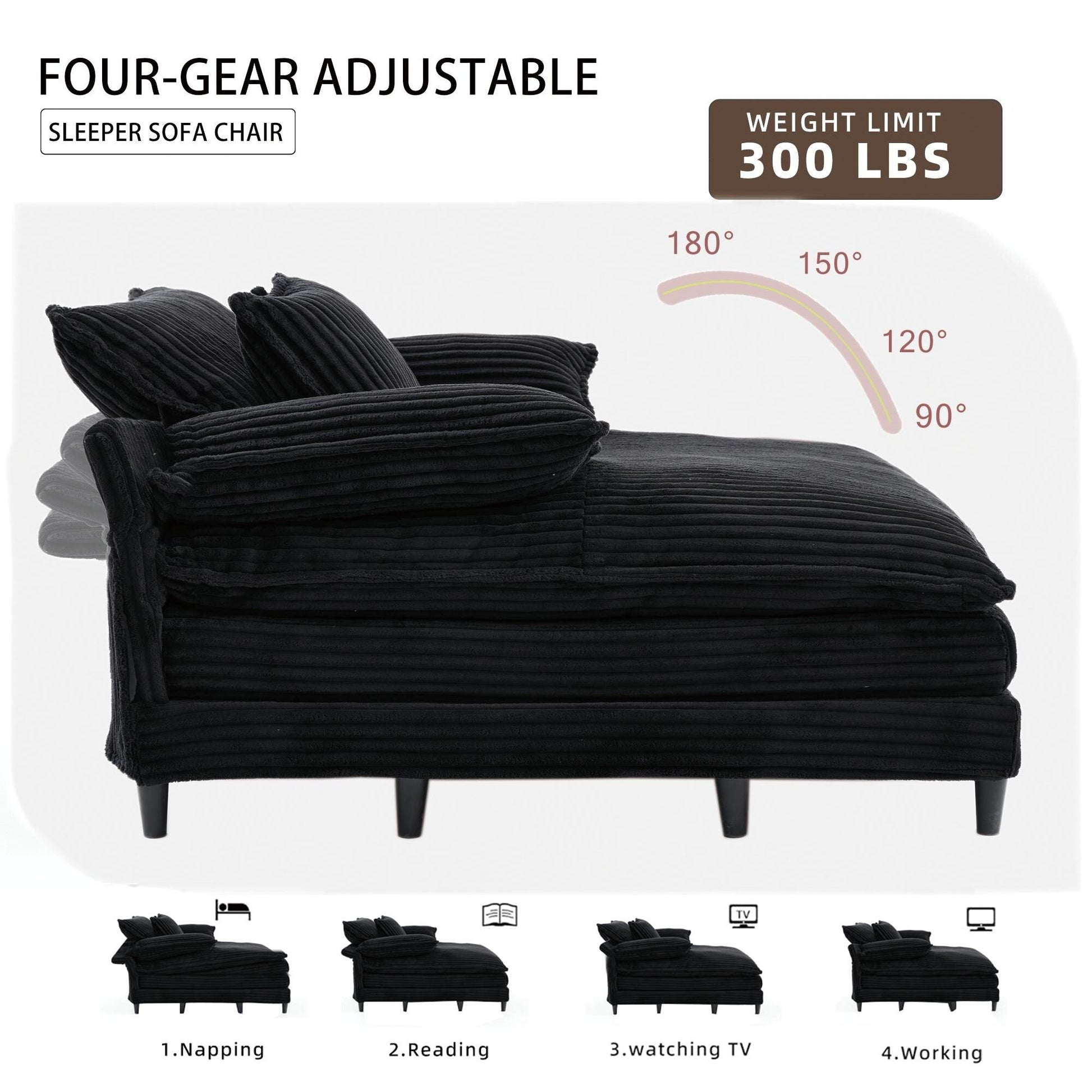 Fauteuil de salon extra large de 54,75 po, canapé-lit moelleux avec coussins et 2 oreillers