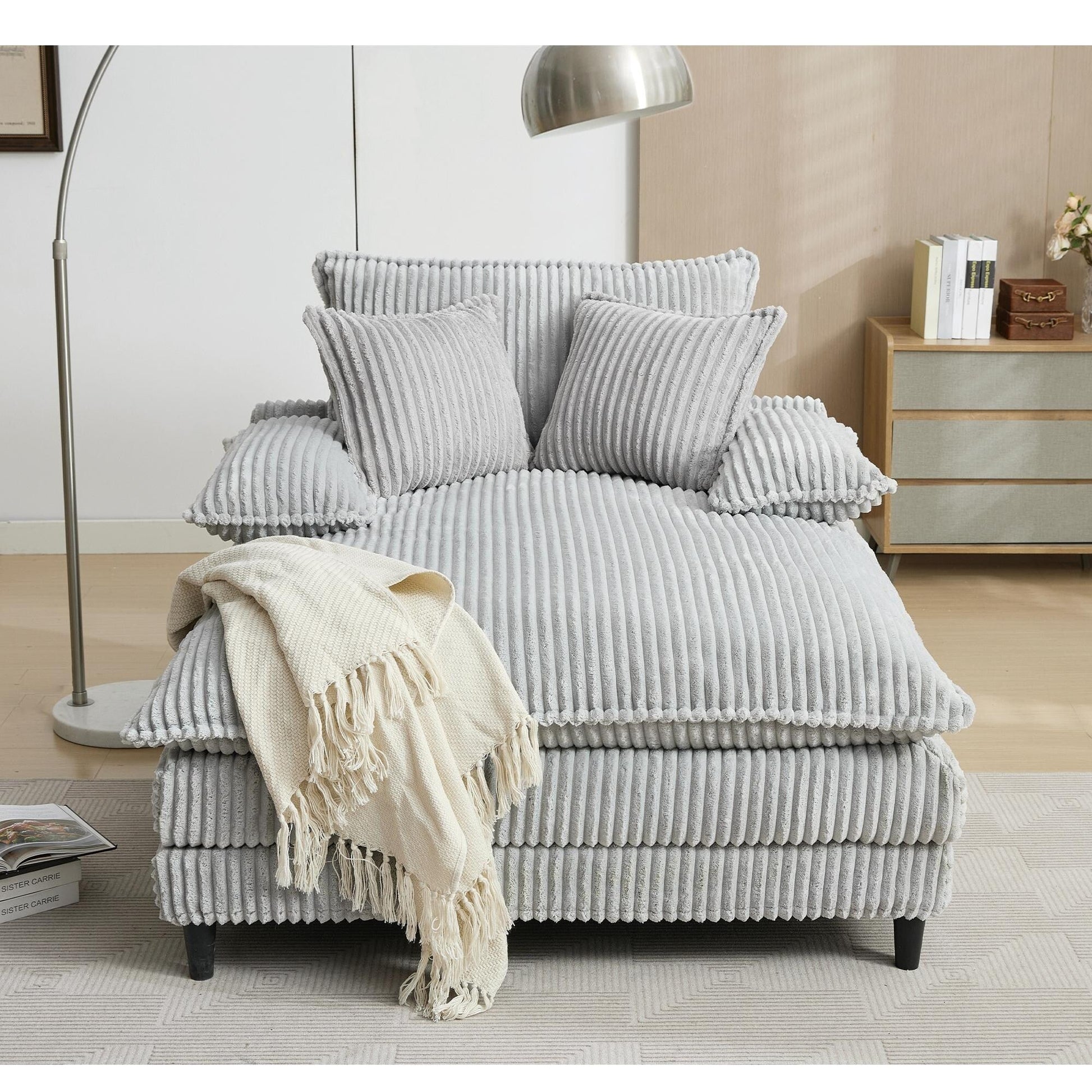 Fauteuil de salon extra large de 54,75 po, canapé-lit moelleux avec coussins et 2 oreillers
