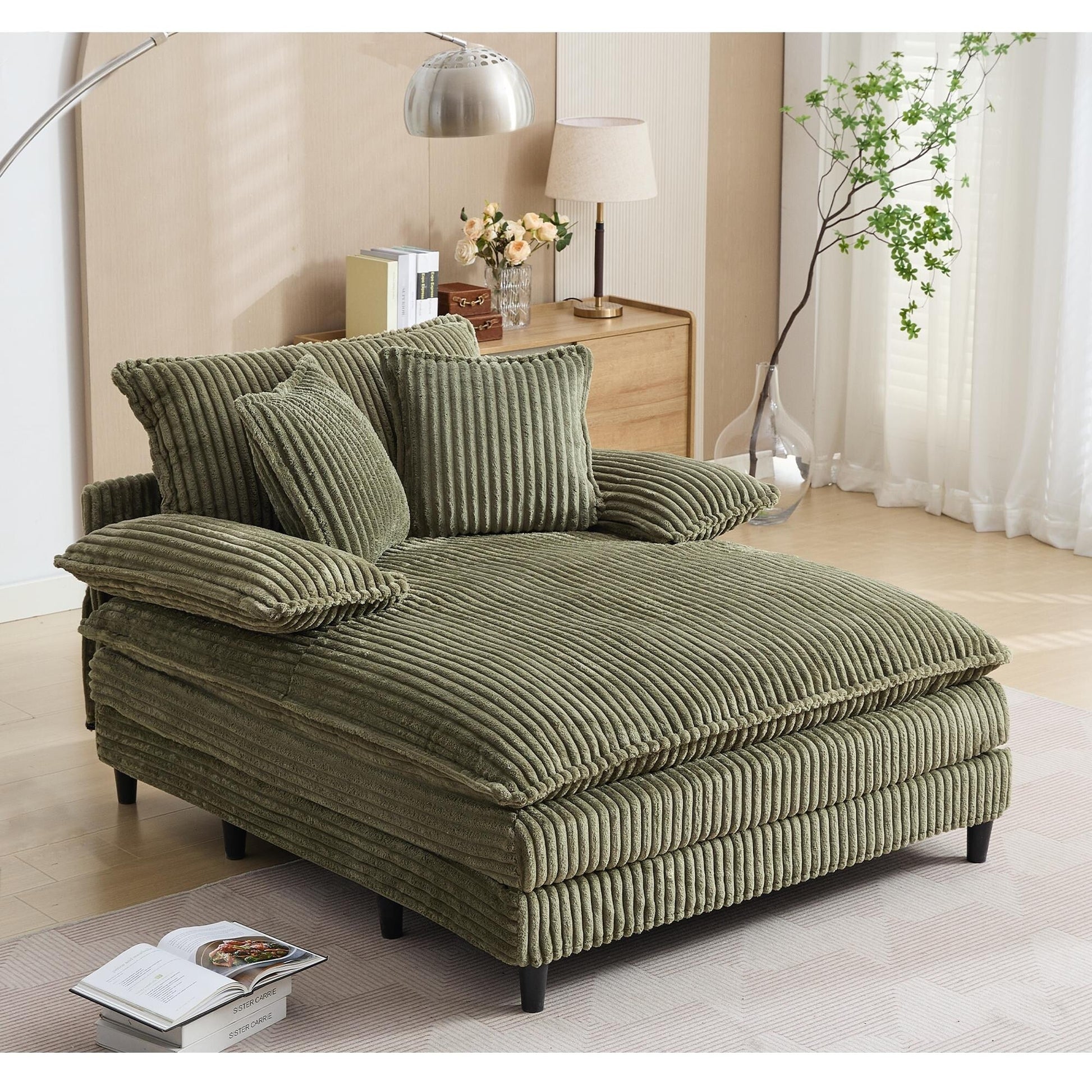 Fauteuil de salon extra large de 54,75 po, canapé-lit moelleux avec coussins et 2 oreillers