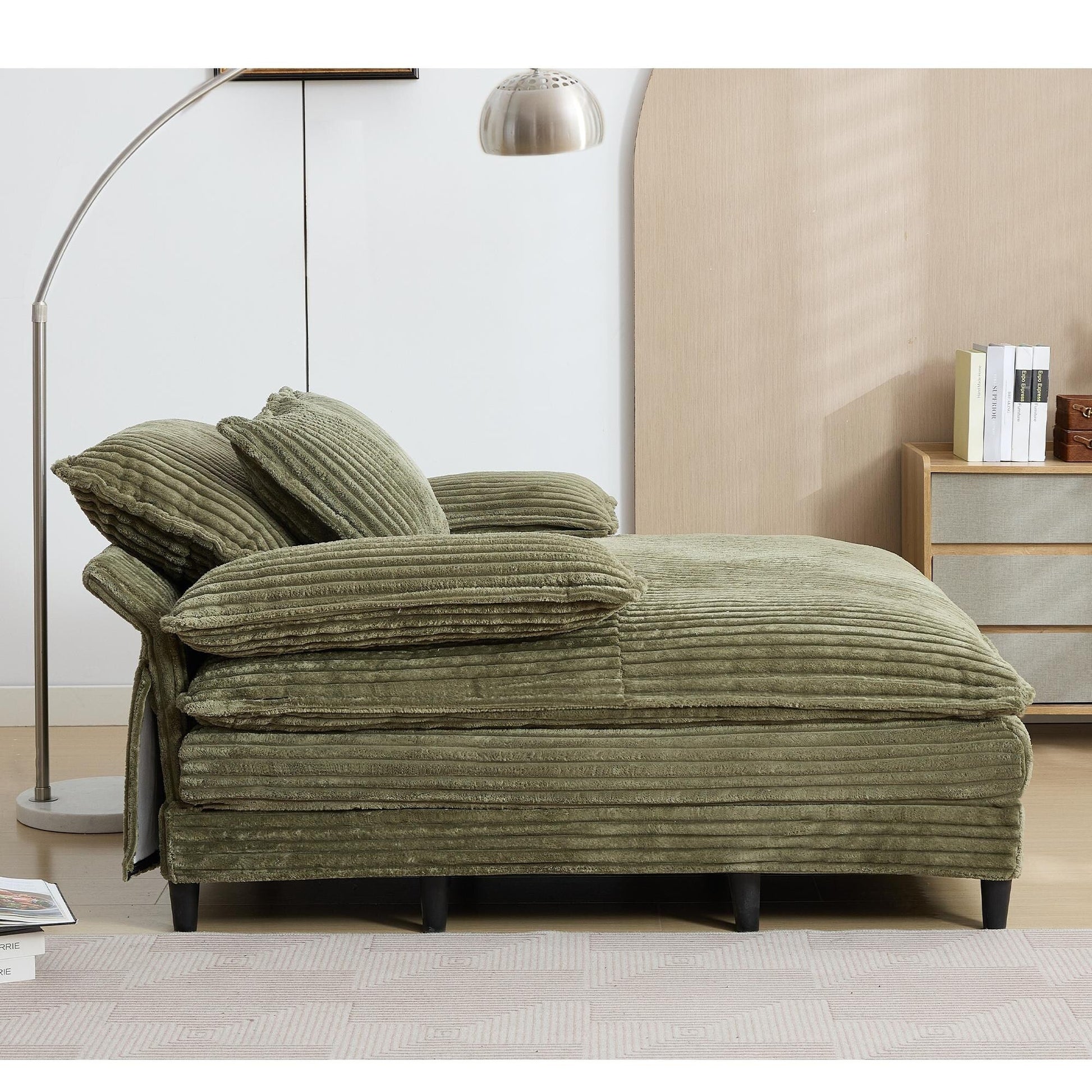 Fauteuil de salon extra large de 54,75 po, canapé-lit moelleux avec coussins et 2 oreillers