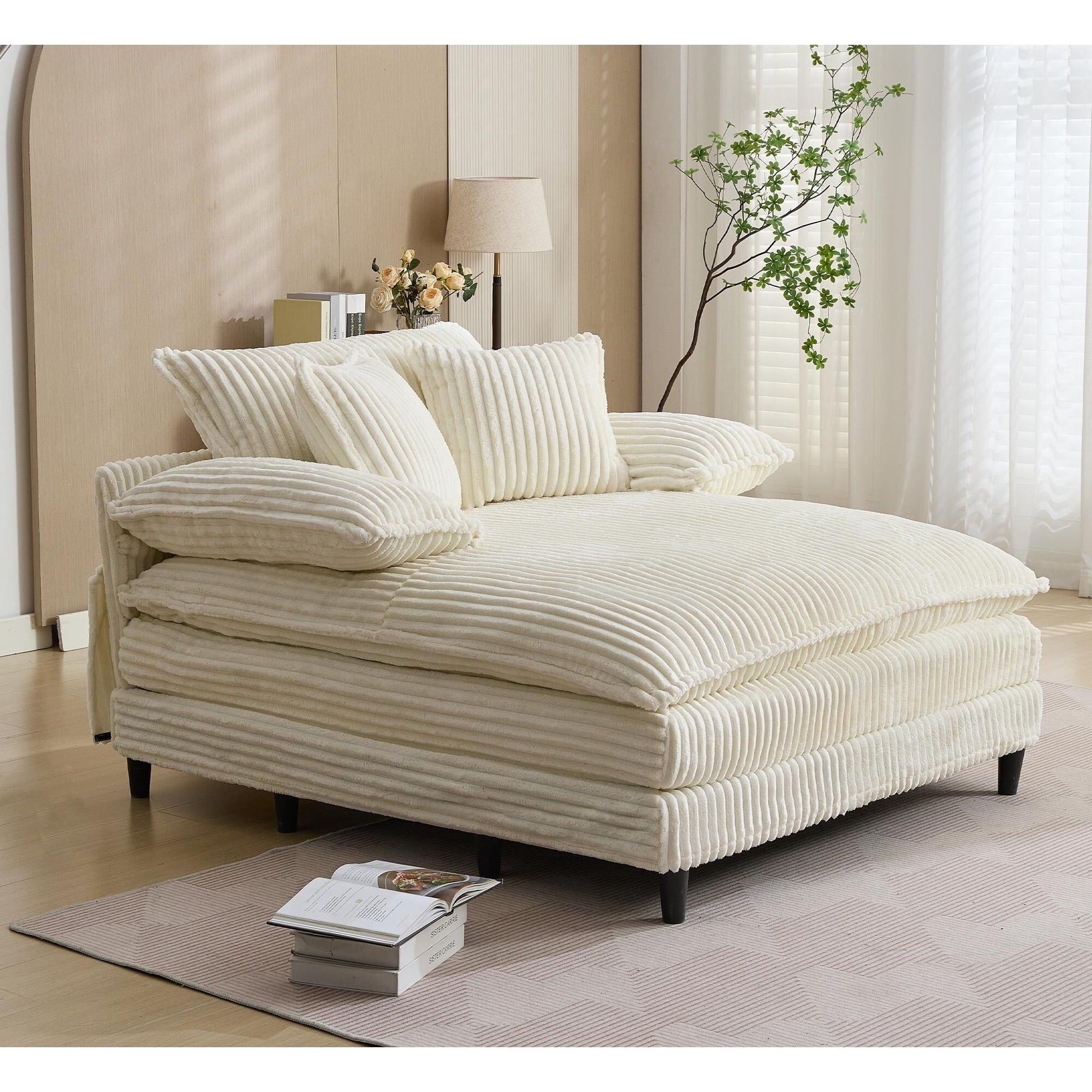 Fauteuil de salon extra large de 54,75 po, canapé-lit moelleux avec coussins et 2 oreillers