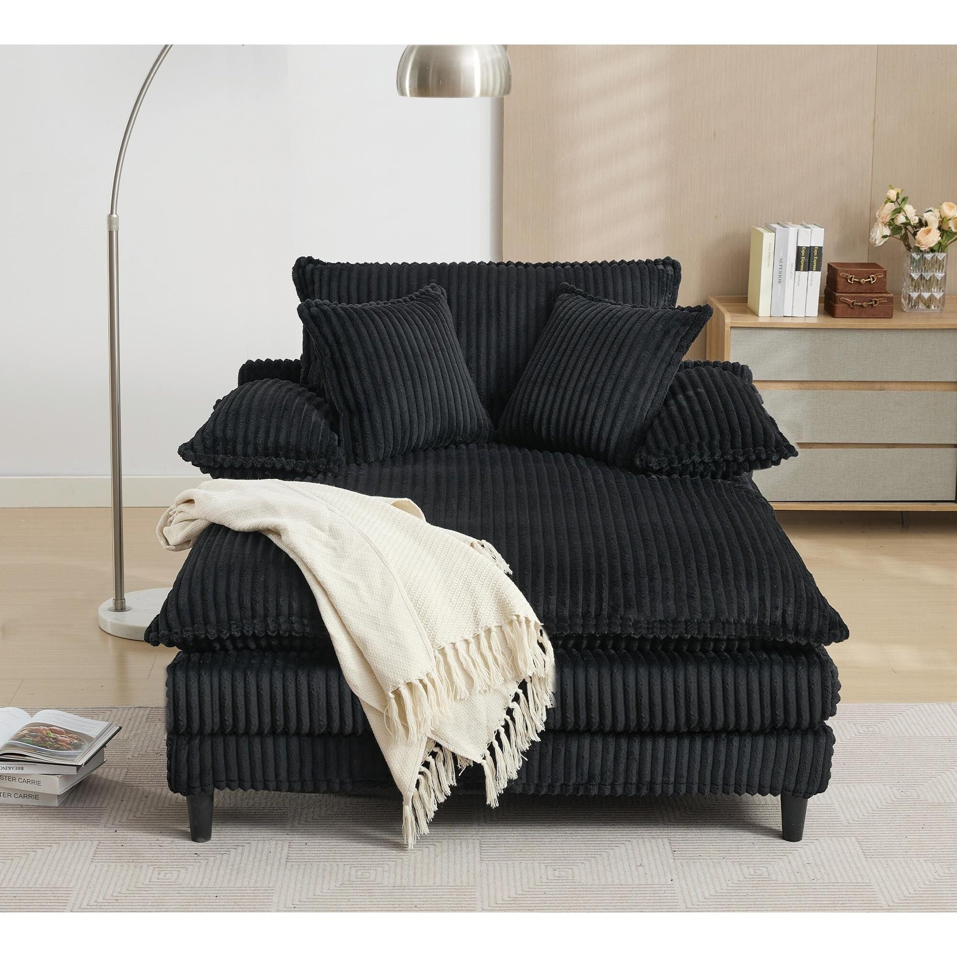 Fauteuil de salon extra large de 54,75 po, canapé-lit moelleux avec coussins et 2 oreillers