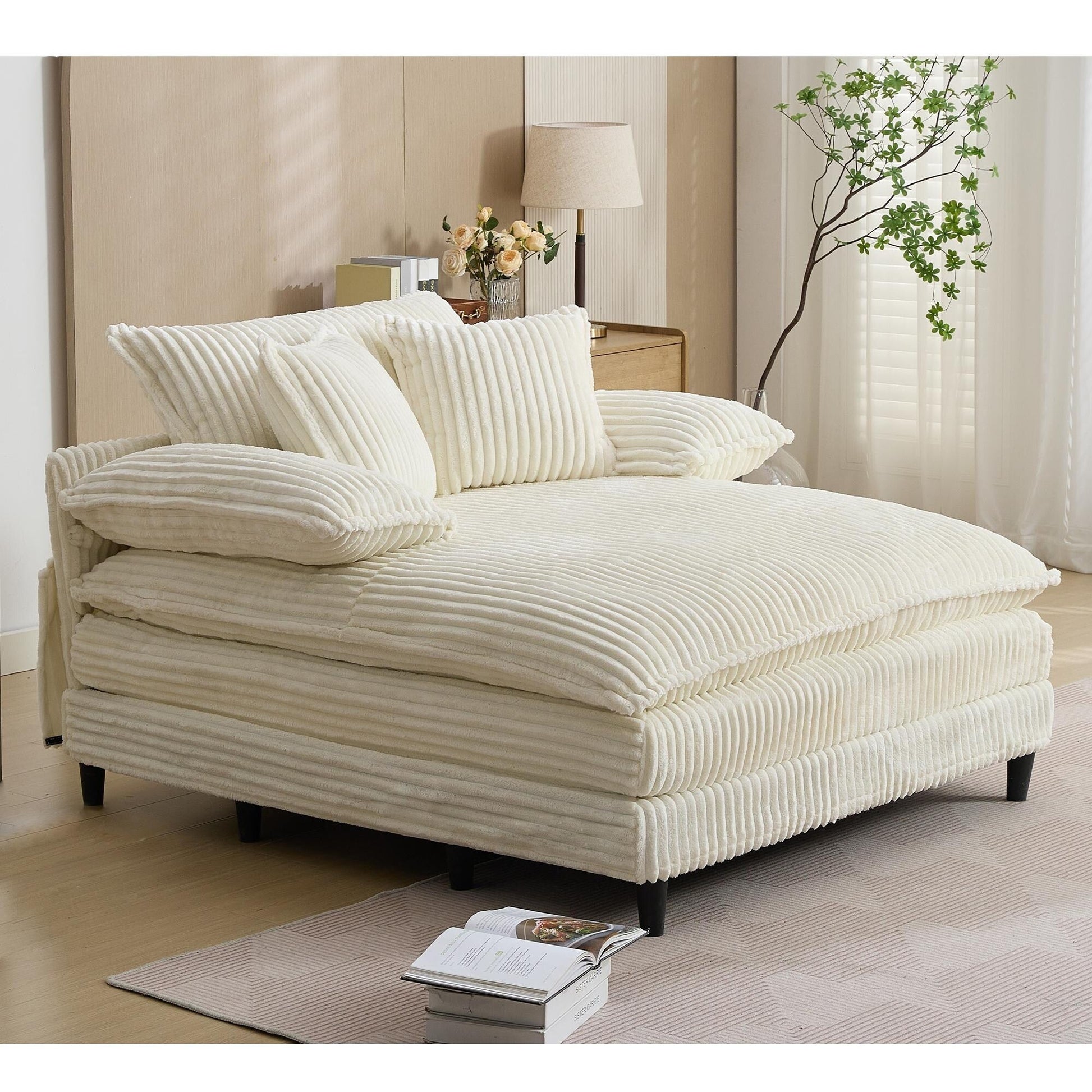 Fauteuil de salon extra large de 54,75 po, canapé-lit moelleux avec coussins et 2 oreillers